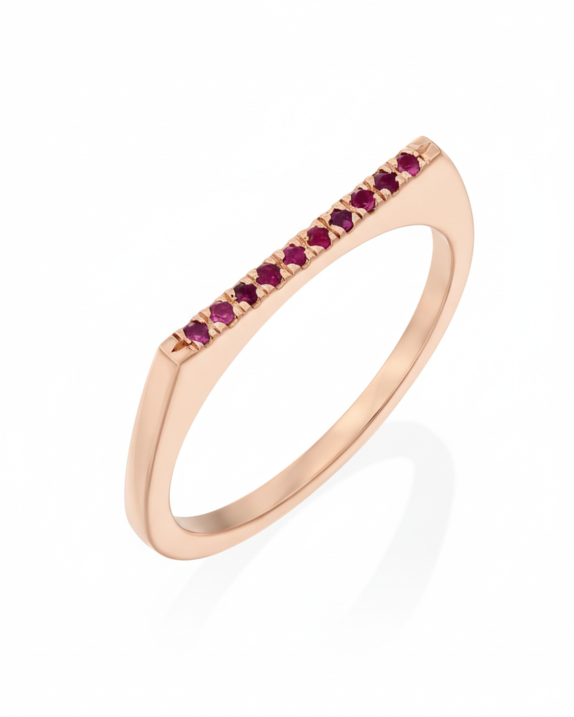 Miranda Encrusted Gold Ring With Rubies