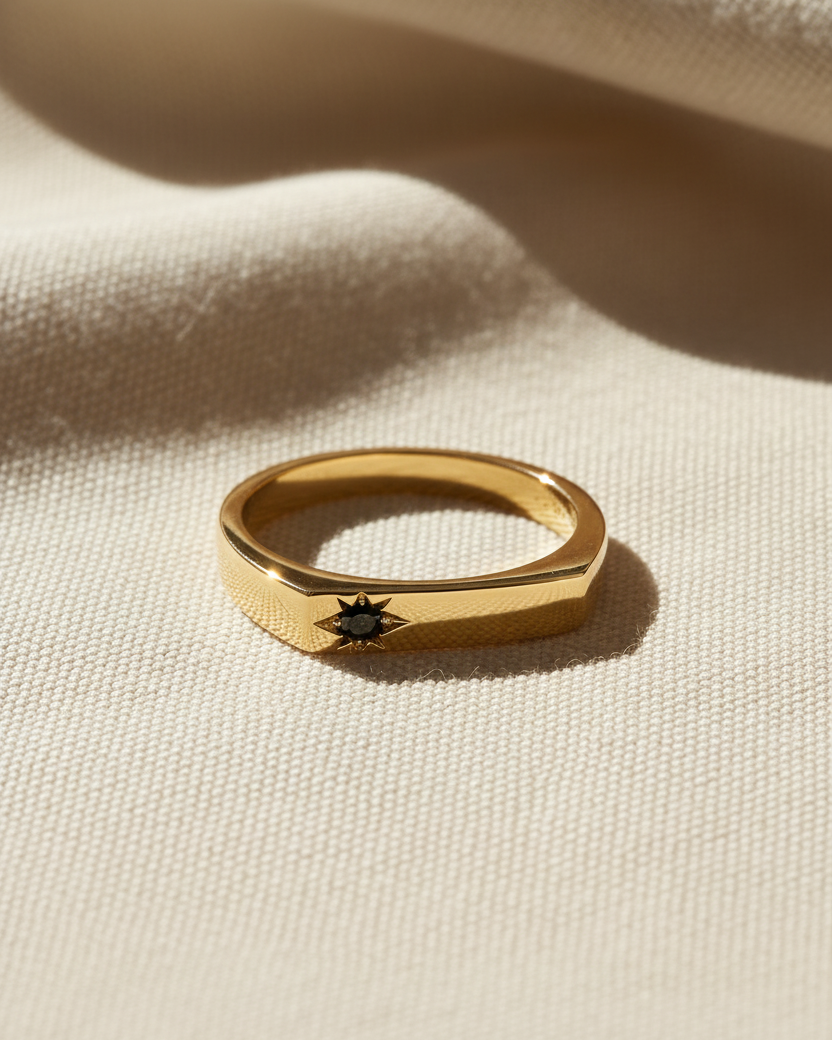 Charlotte Gold Ring Black Diamond