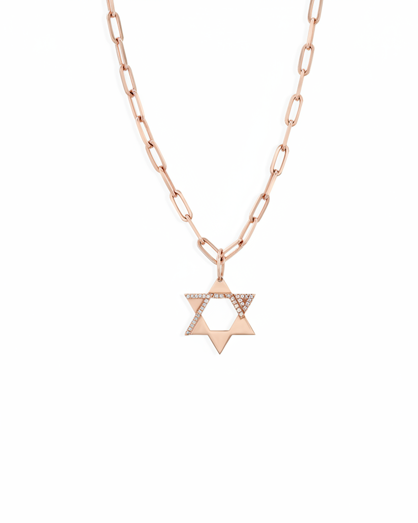 Heroism Star Of David Gold pendant With Diamonds (Hollow)