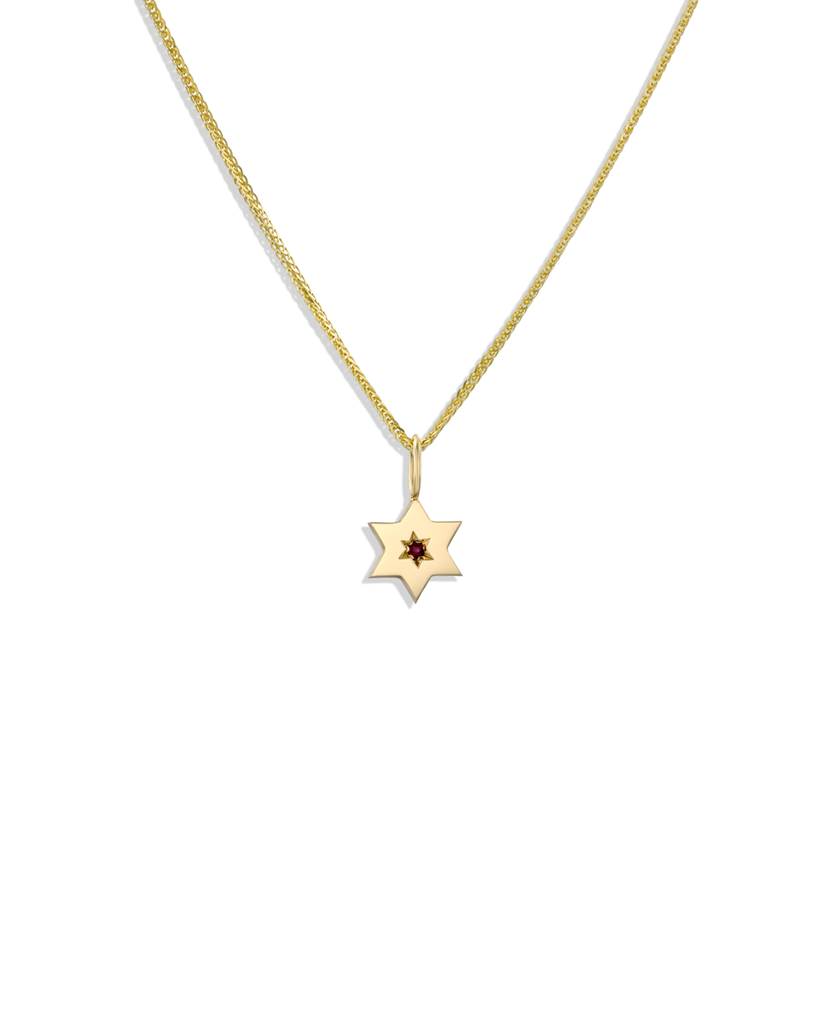 The gaza envelope shield star of david gold pendant ruby