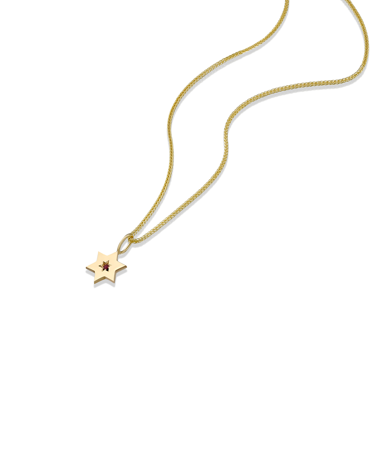 The gaza envelope shield star of david gold pendant ruby