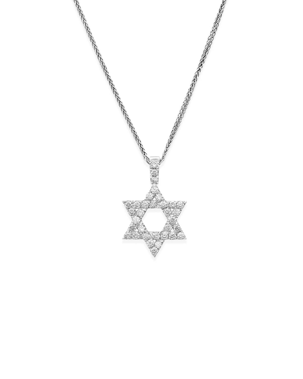 Yehoshua Star Of David Gold Necklace With White Diamonds