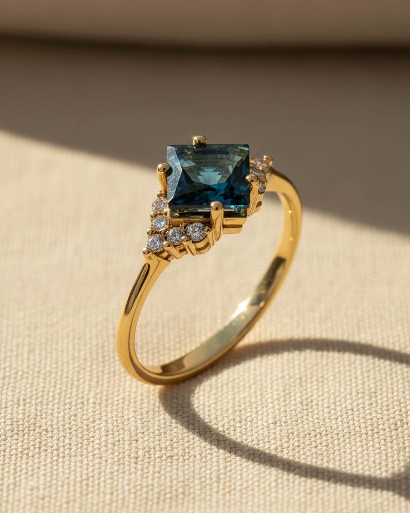 Juliette Ring With Diamonds and Blue Topaz