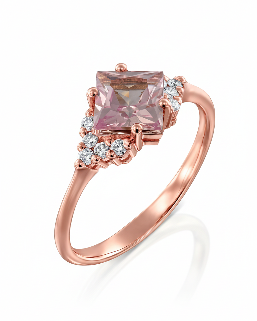 Juliette Ring With Diamonds and Morganite