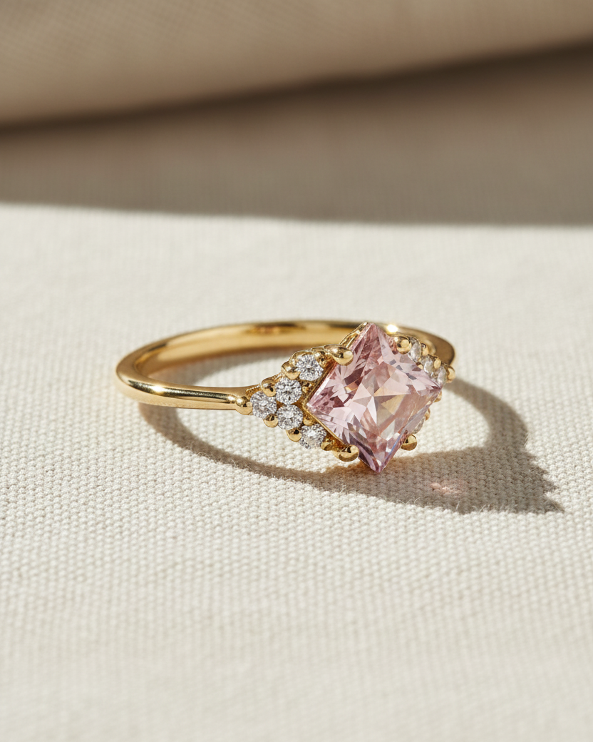 Juliette Ring With Diamonds and Morganite
