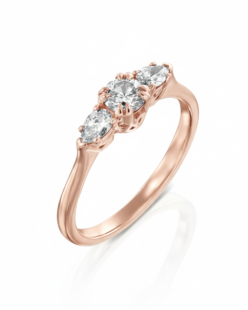 Emma 4mm Gold Ring White Diamonds