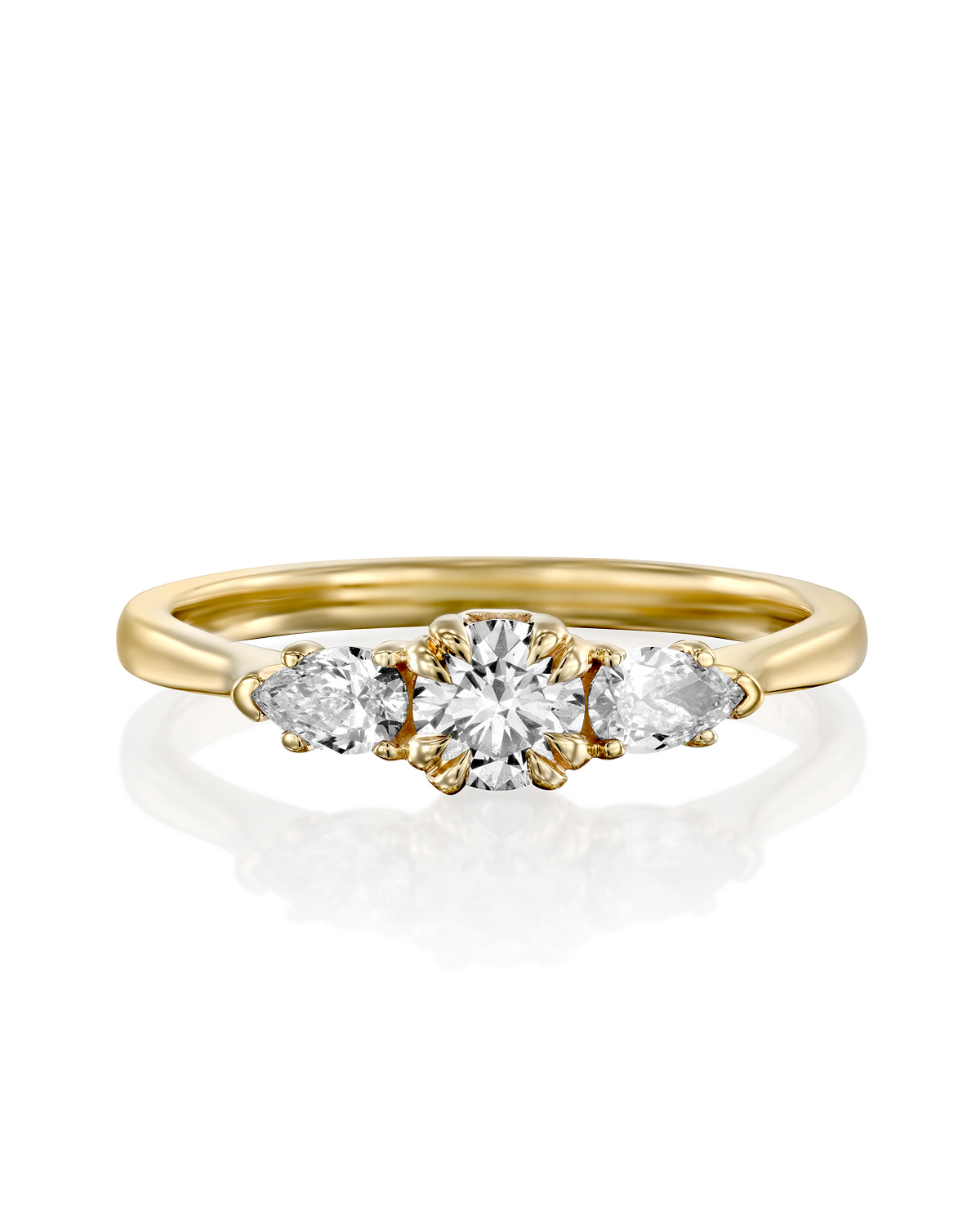 Emma 4mm Gold Ring White Diamonds