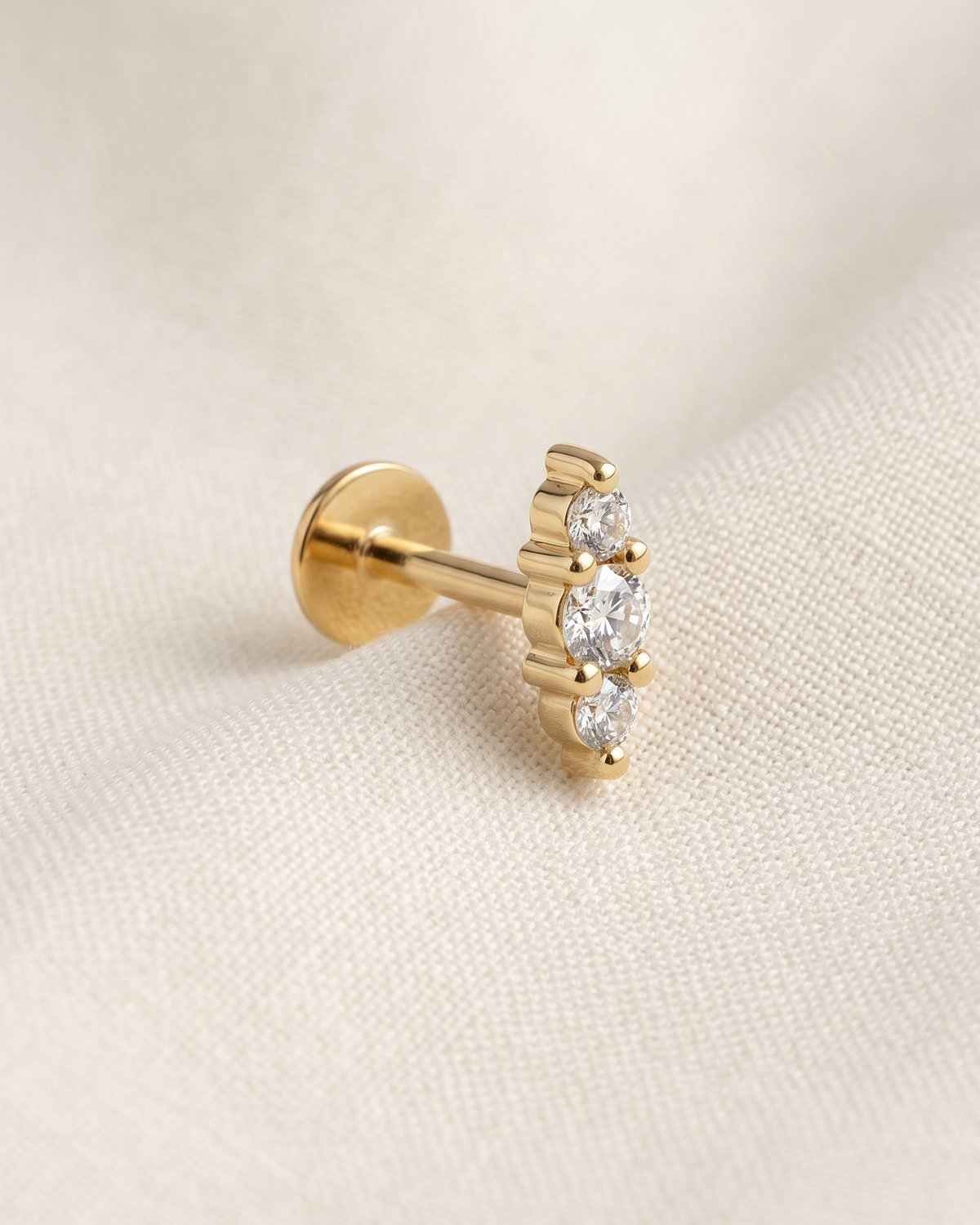 Audrey Piercing Earring With White Diamonds
