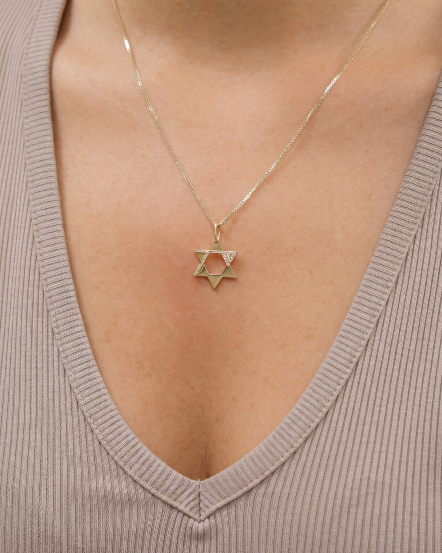 Heroism Star Of David Gold pendant With Diamonds (Hollow)