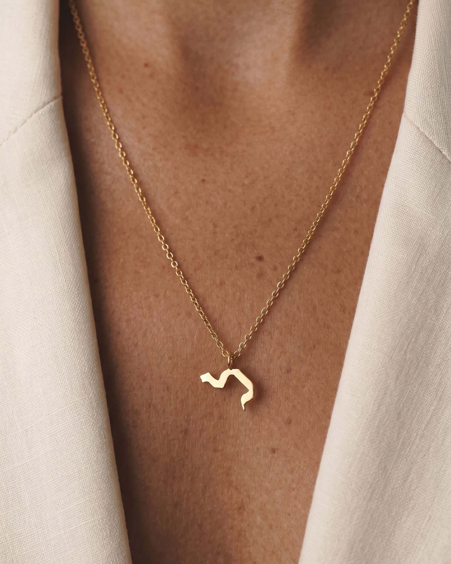 Letter Necklace Large Aleph-Bet Gold Pendant