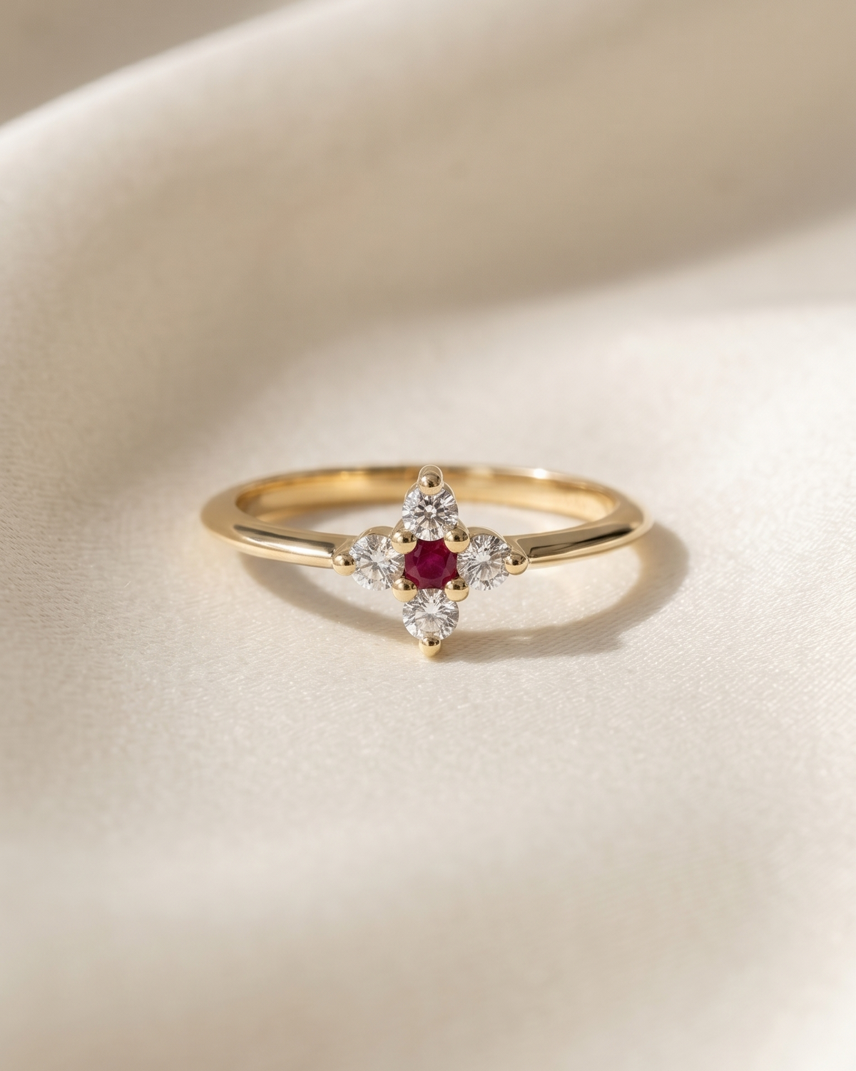 Beth Ring With Ruby And White Diamonds