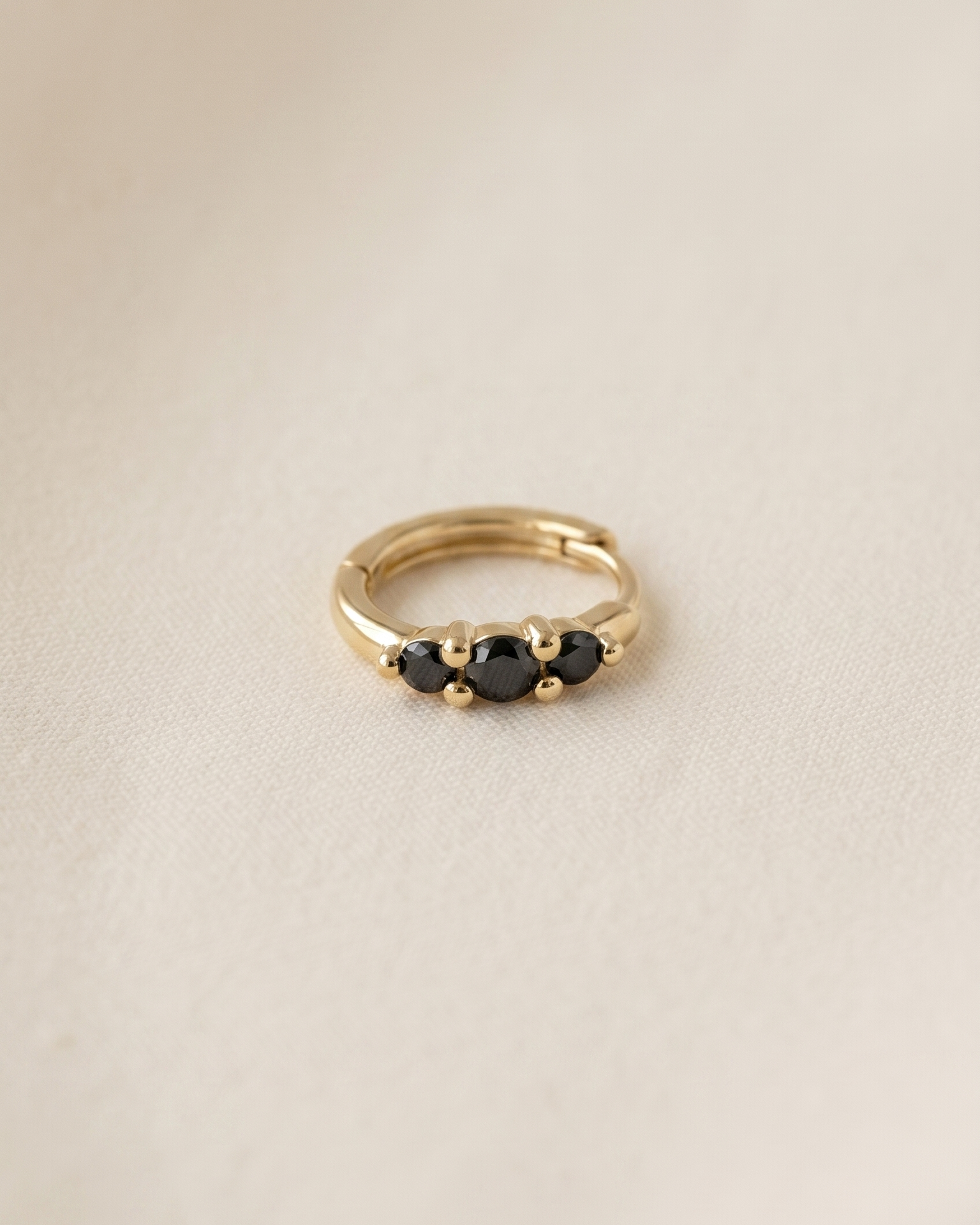 Audrey Mini Hoop Earring with Black Diamonds