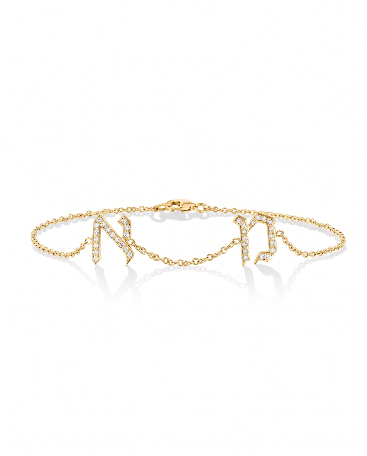 Hebrew two Letter Diamonds Bracelet