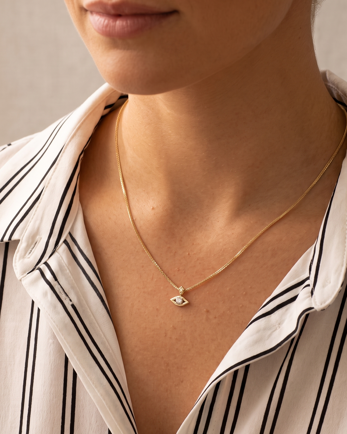 Evil Eye Gold Necklace Diamonds