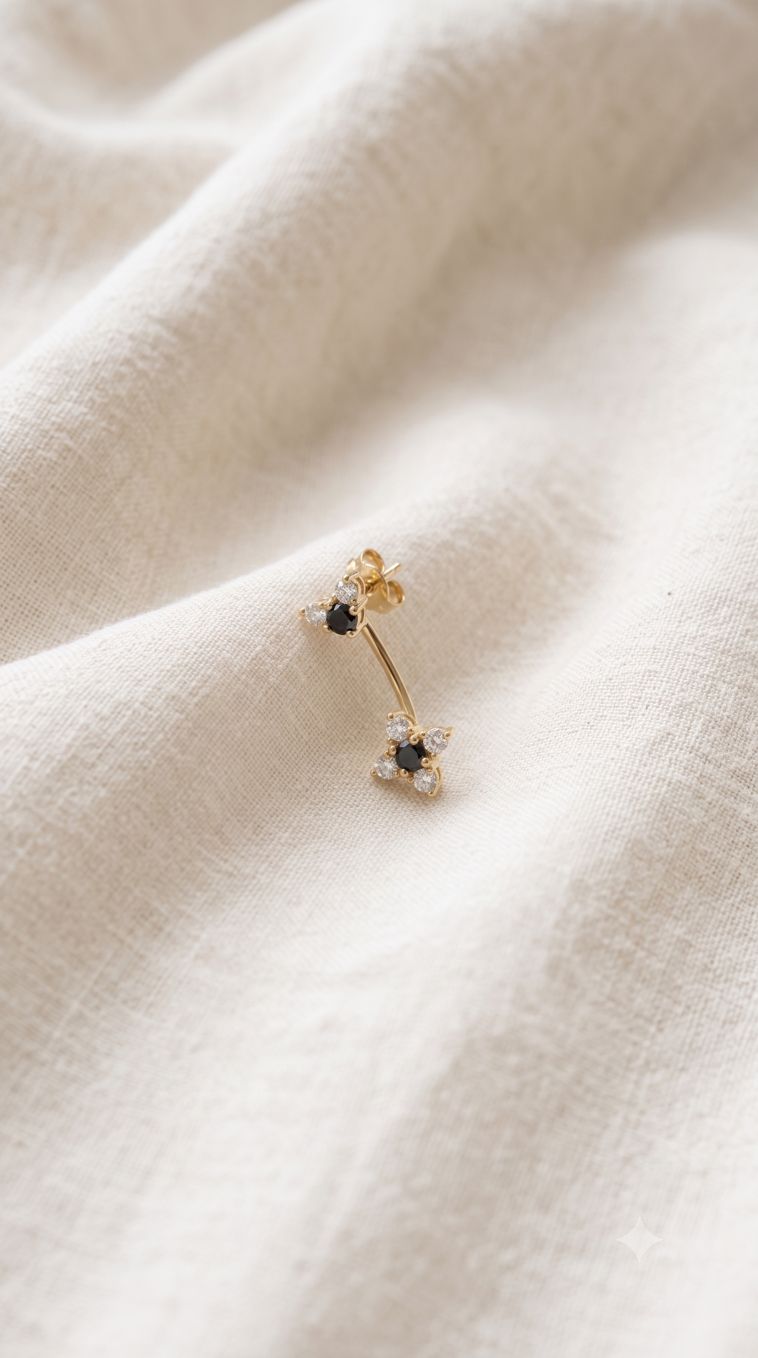 Nona Gold Earring Black & White Diamonds