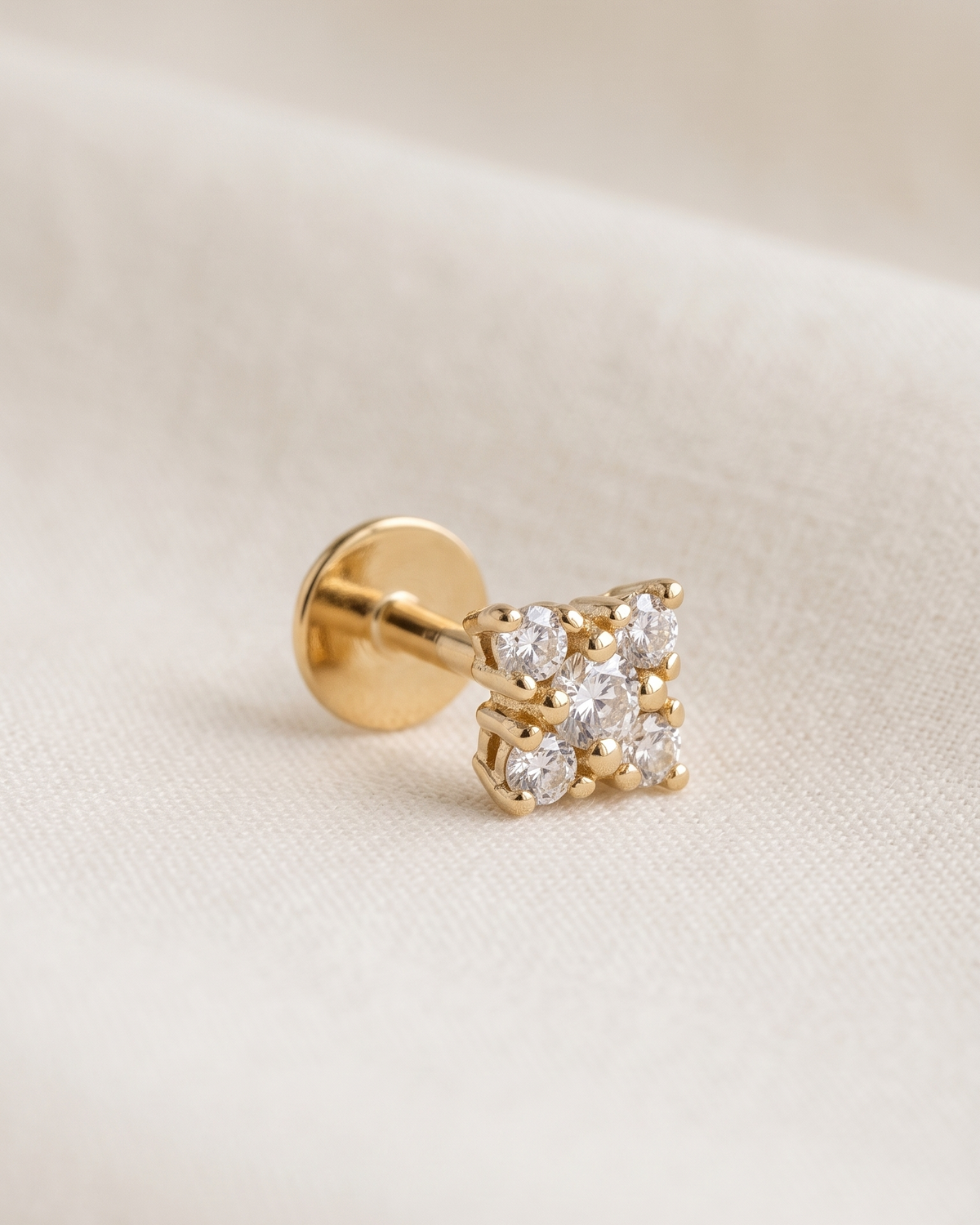 Mini Eliana Piercing Earring With White Diamonds