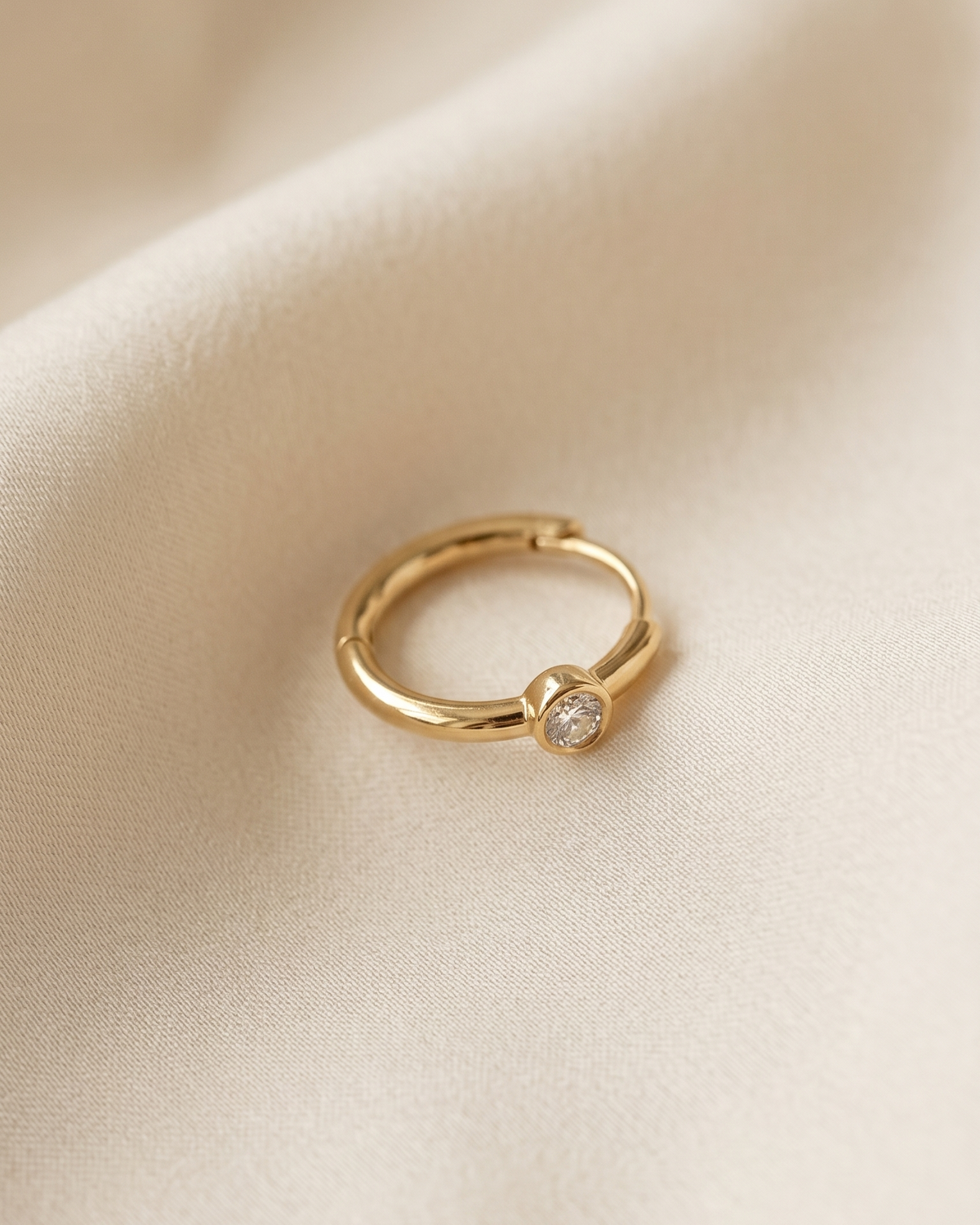 Alexis Hoop Gold Earring with White Diamond