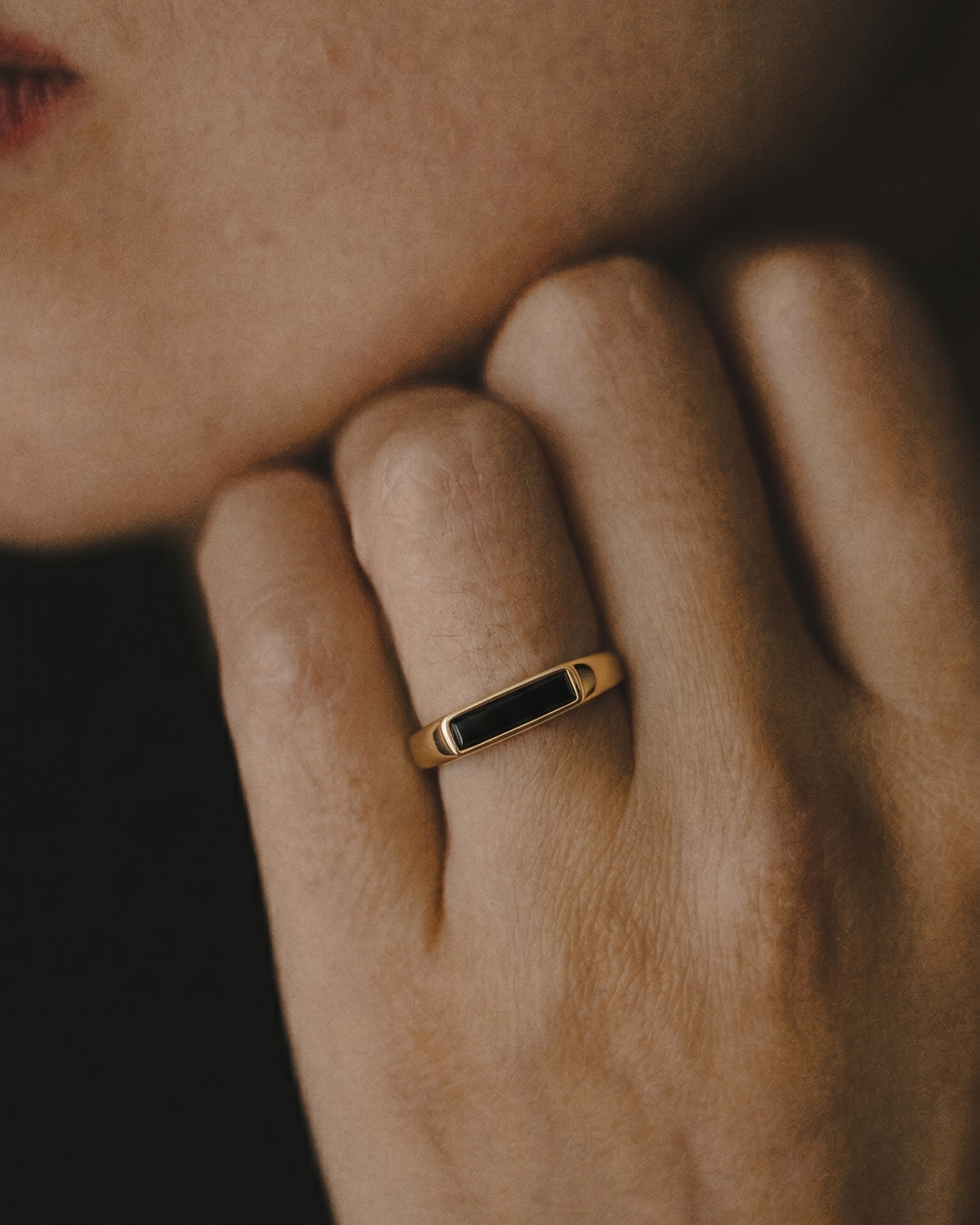 Samantha Gold Ring with Black Onyx