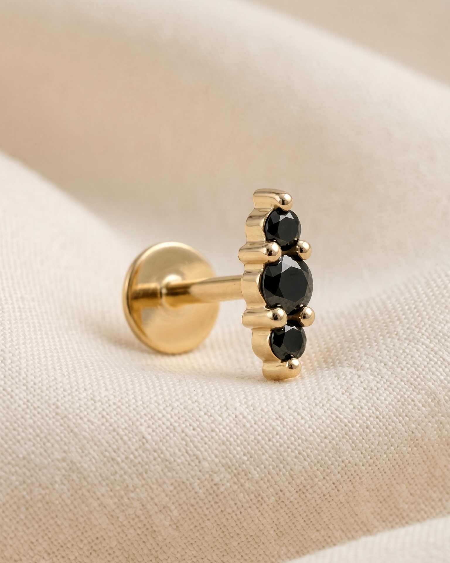 Audrey Piercing Earring With Black Diamonds