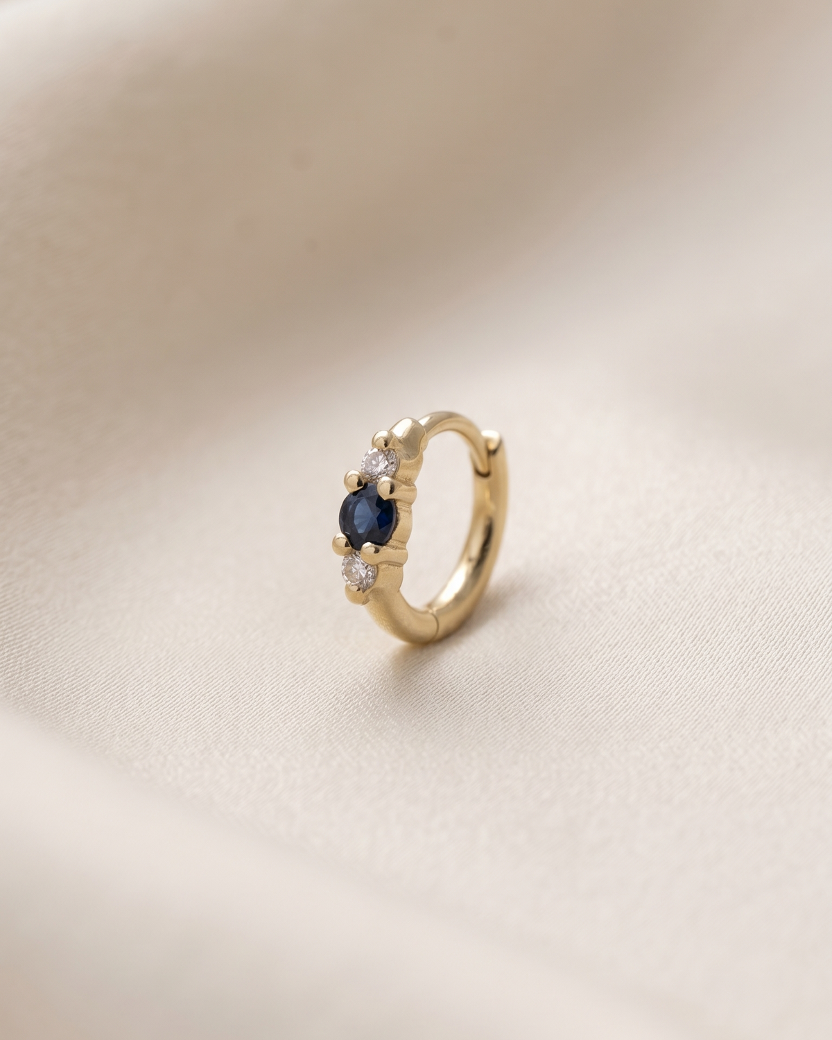 Audrey Mini Hoop With Sapphire And White Diamonds