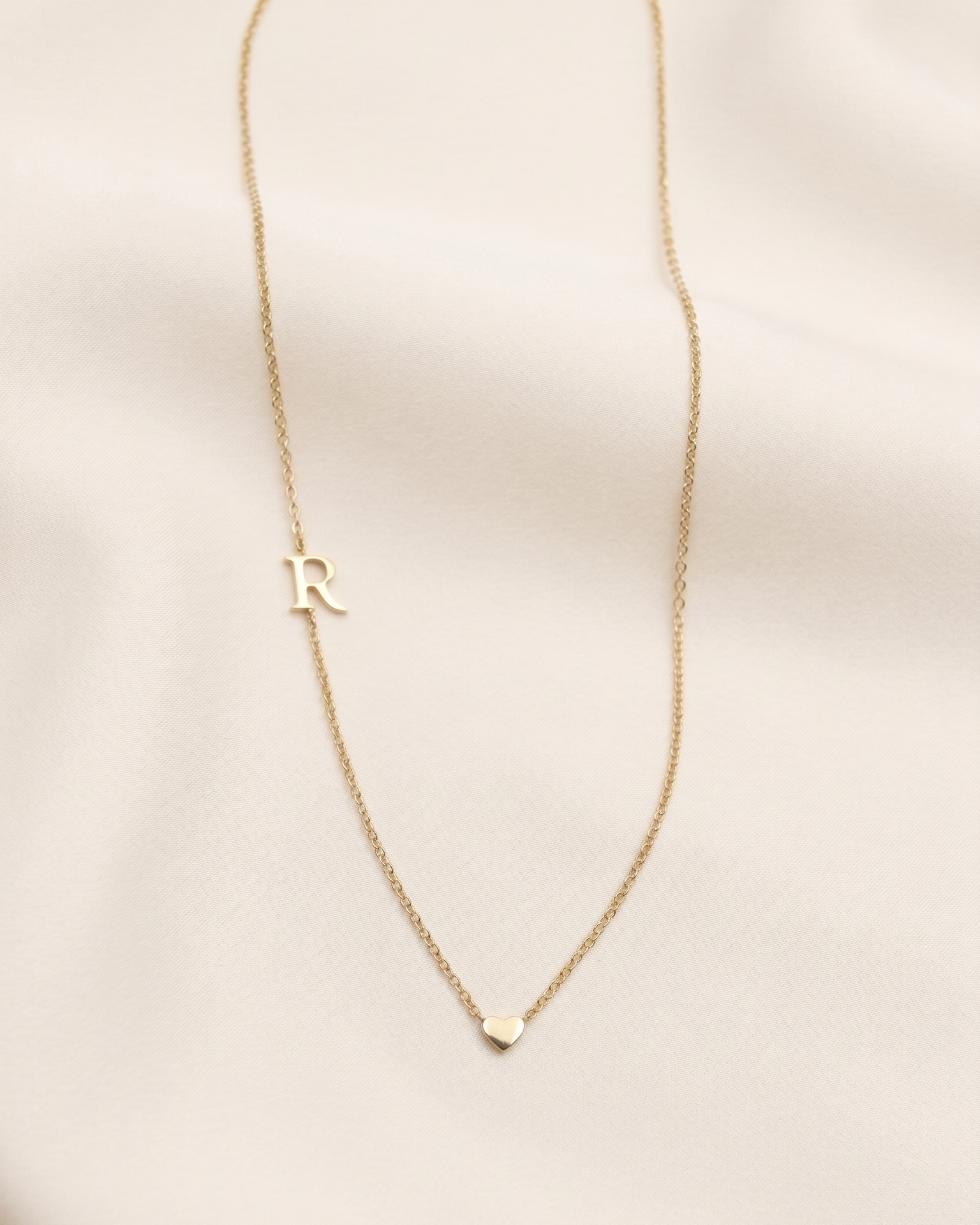 Small English letter Necklace With Gold Heart