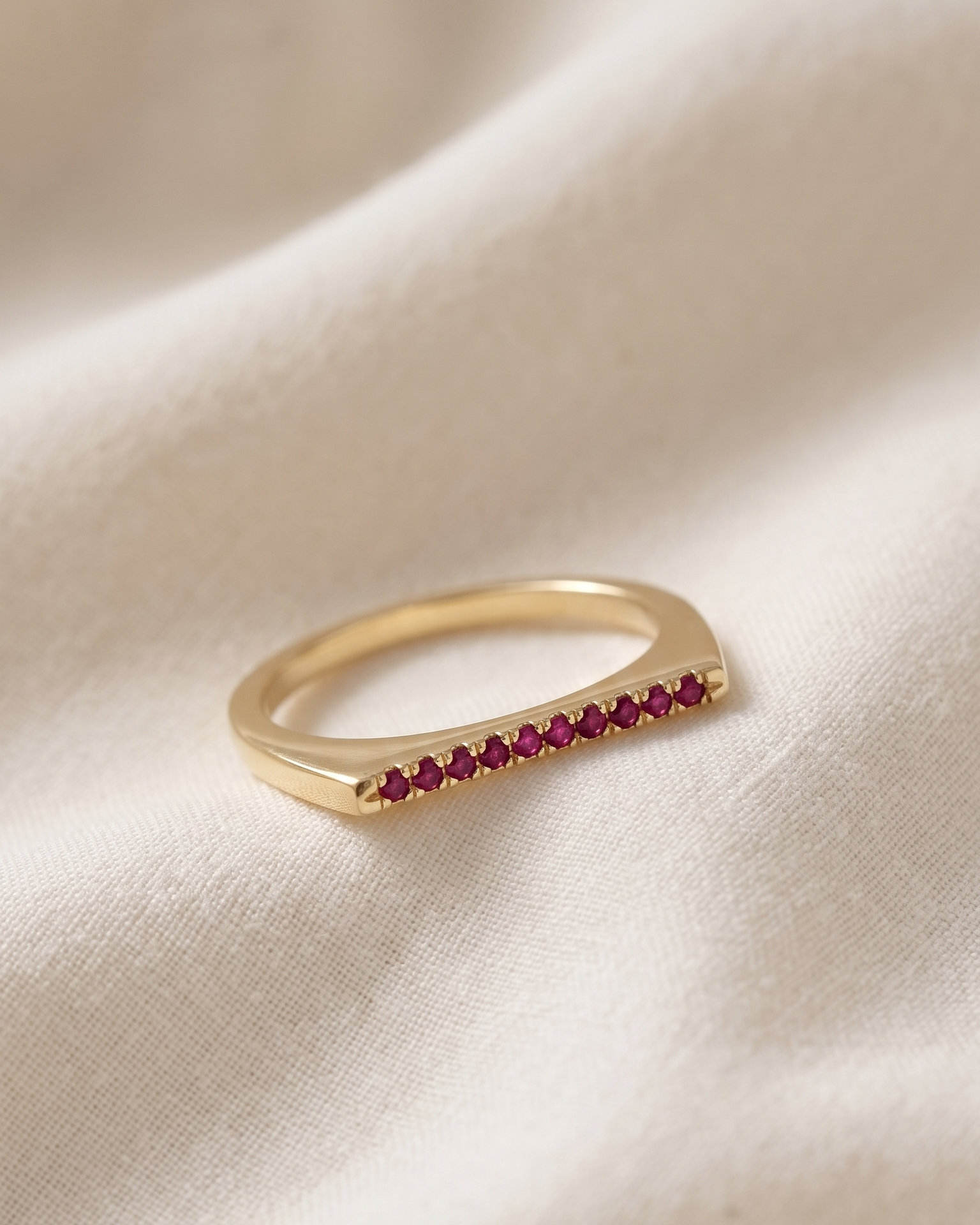 Miranda Encrusted Gold Ring With Rubies