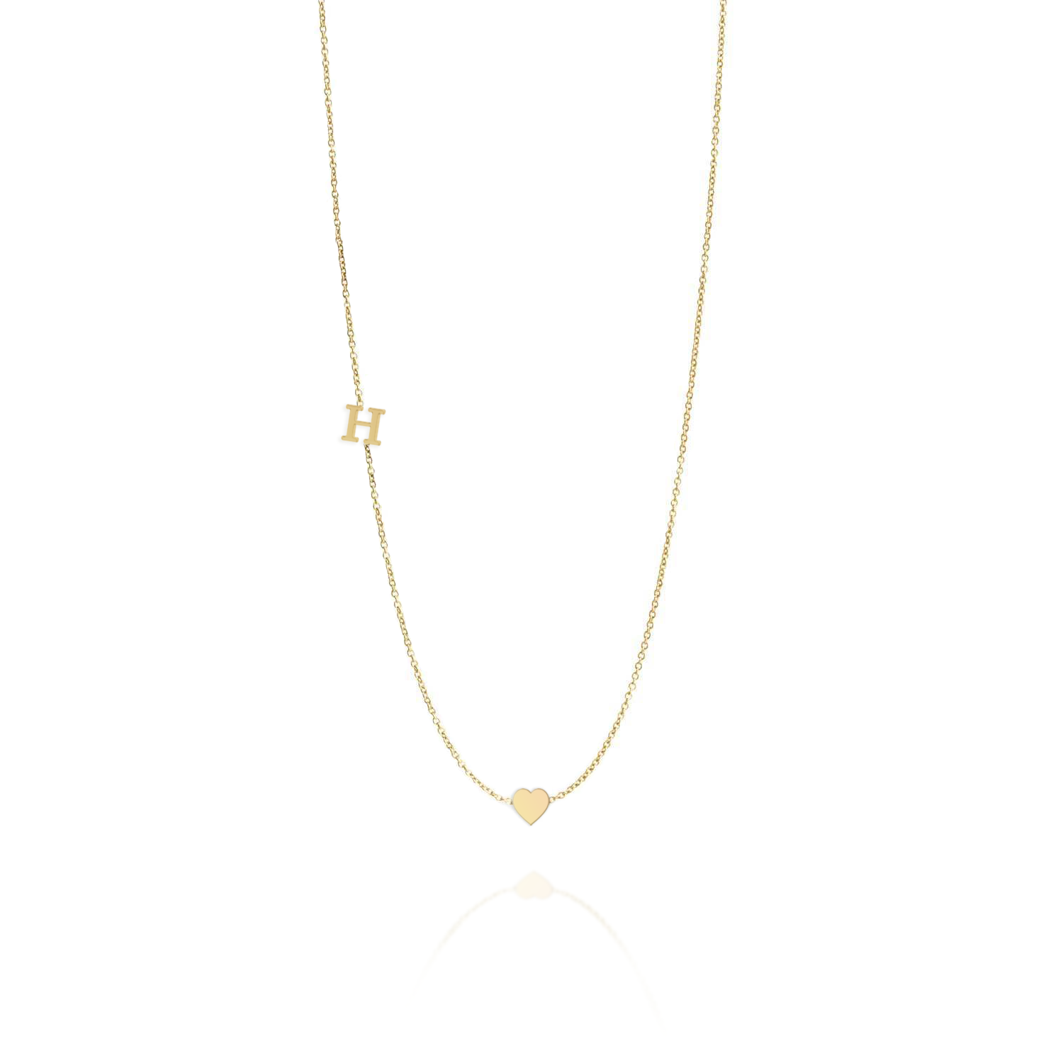 Small English letter Necklace With Gold Heart