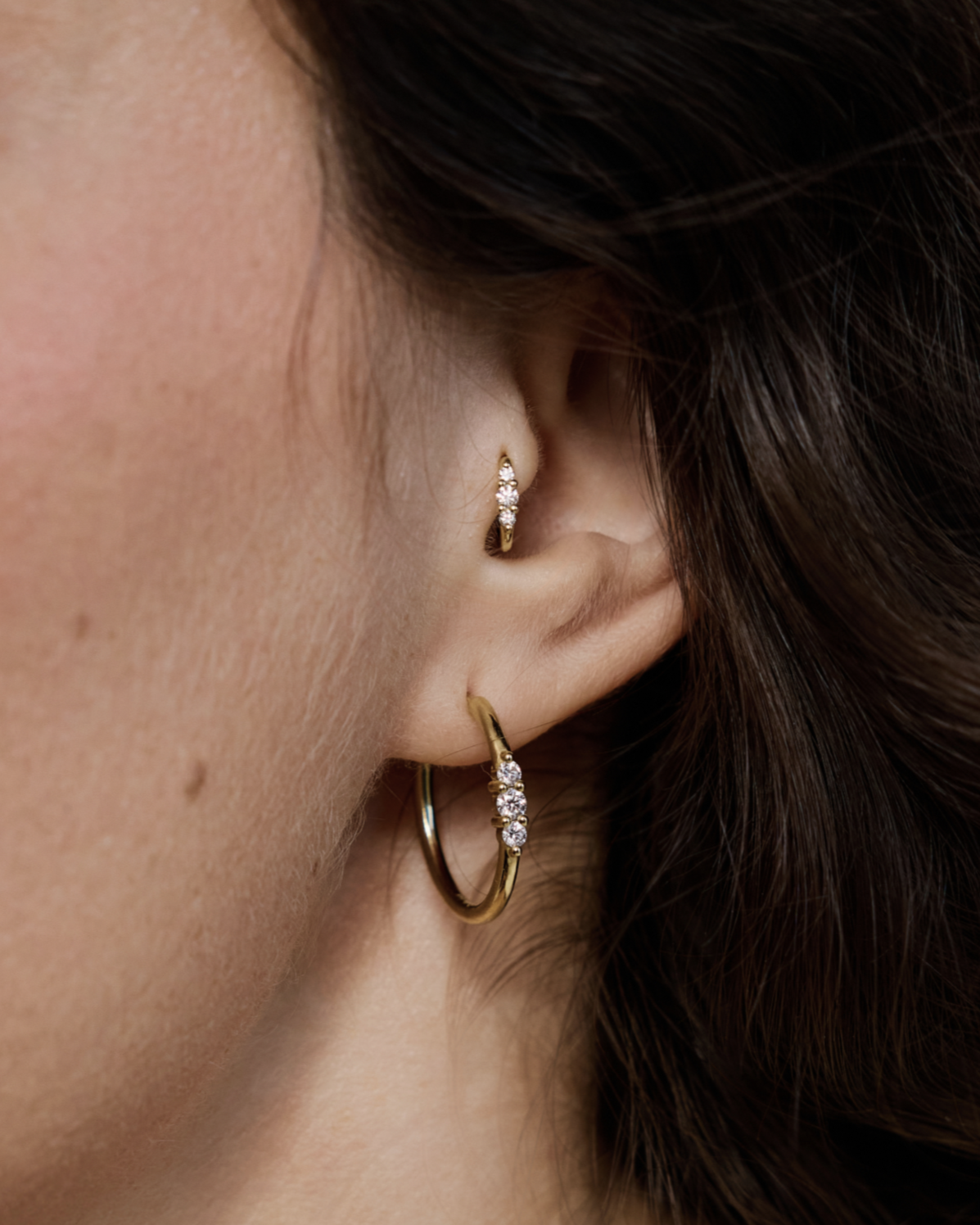 Enlarged Audrey Hoop Earring with White Diamonds