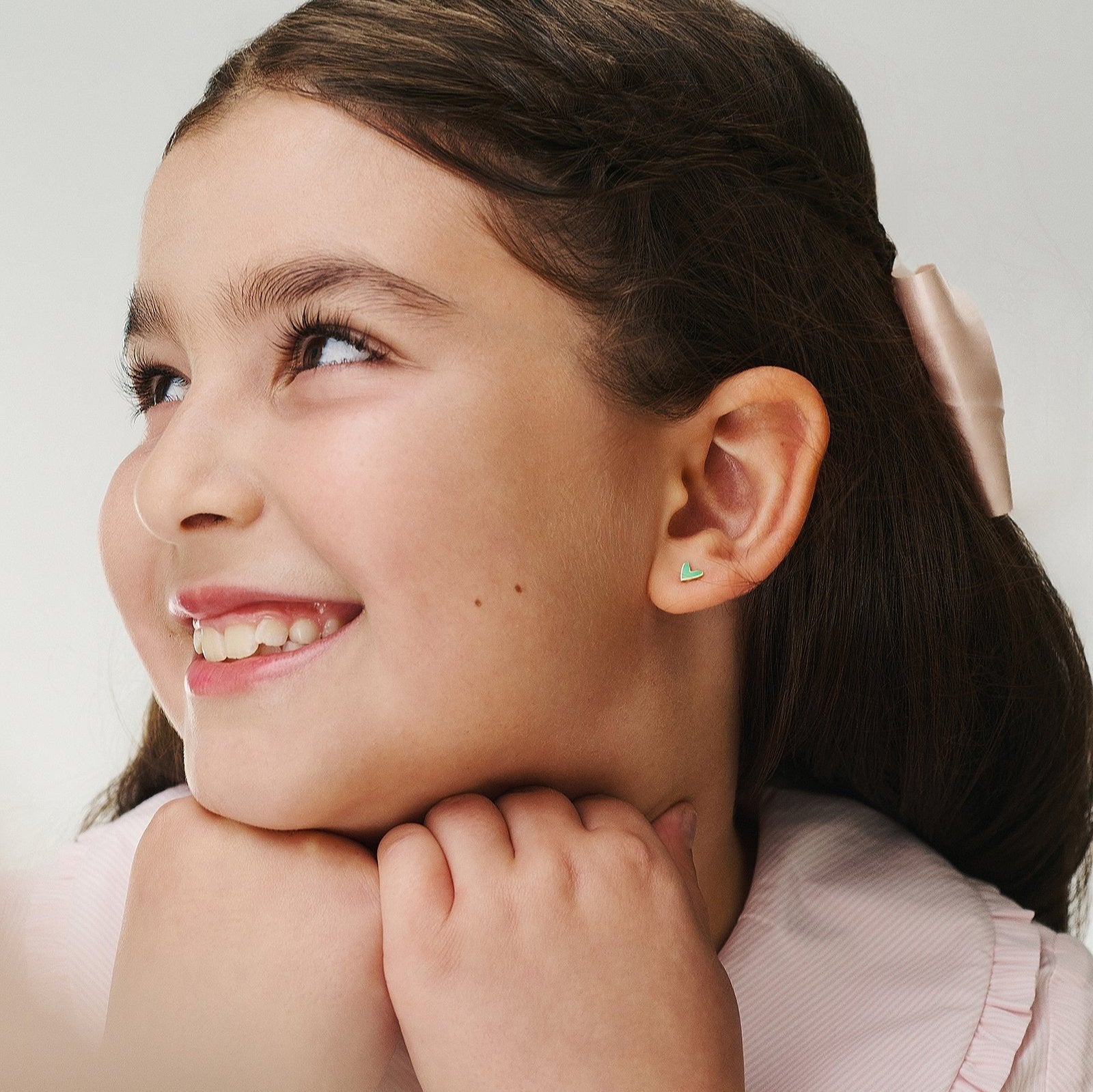 Green Heart Gold Enamel Earring