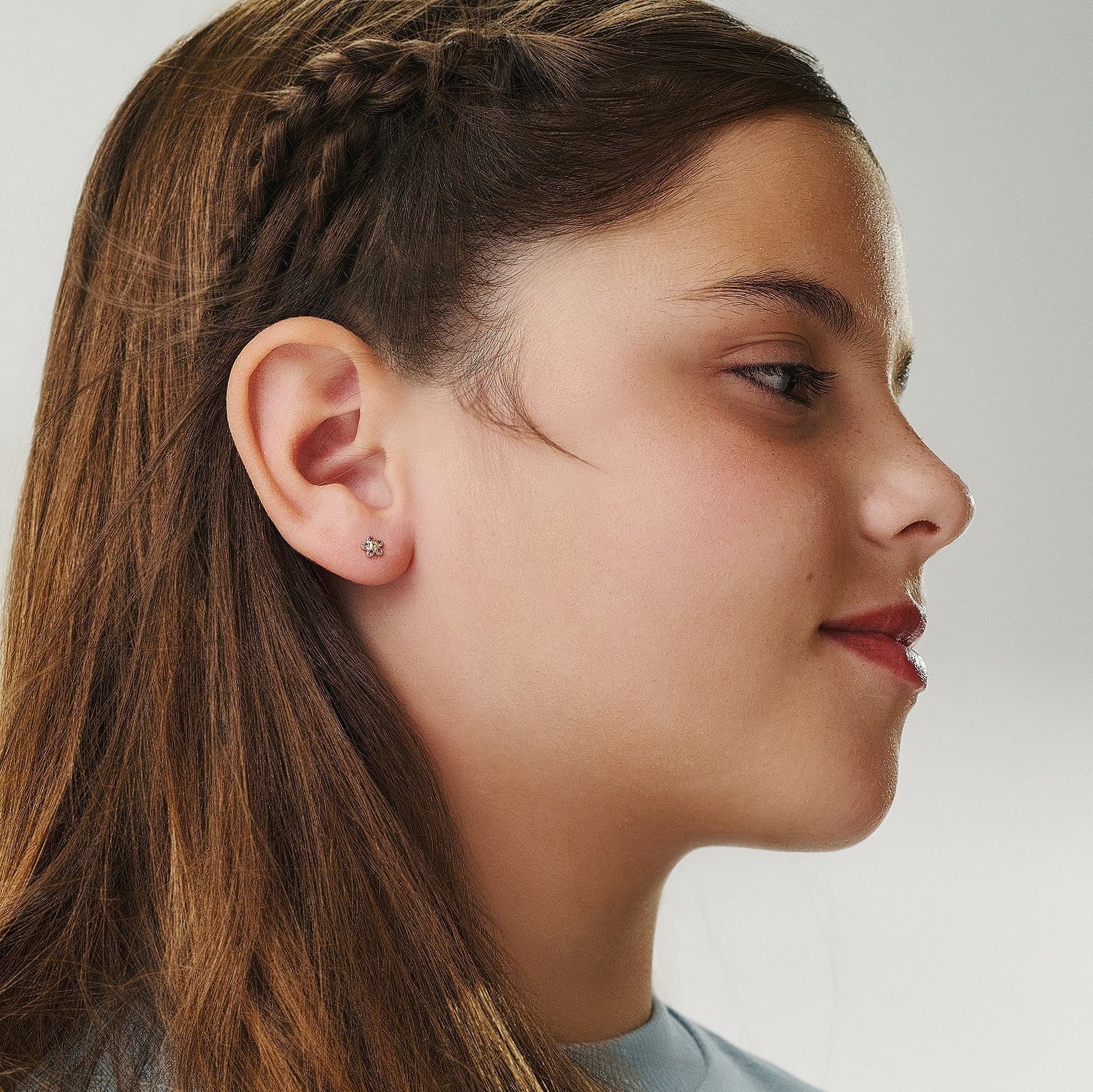 Flower Gold Earrings amethyst