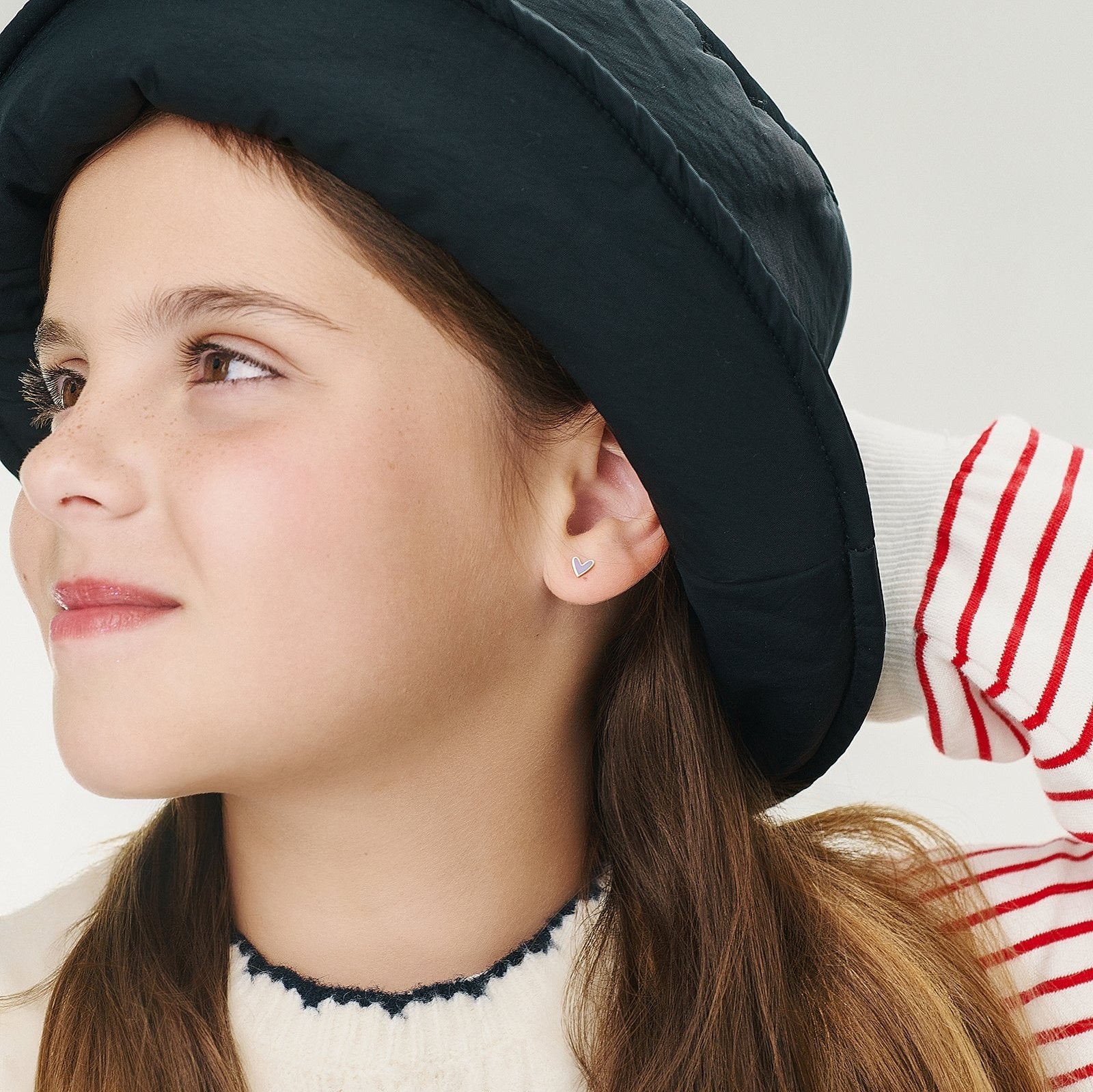 Purple Heart Gold Enamel Earring