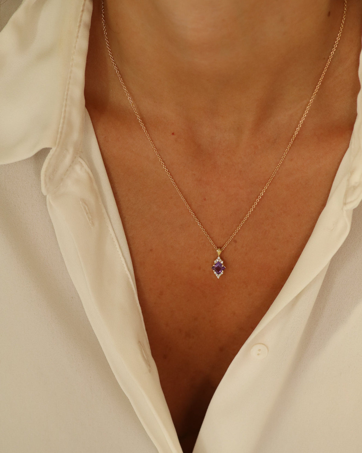 Juliette Necklace With Diamonds and Amethyst