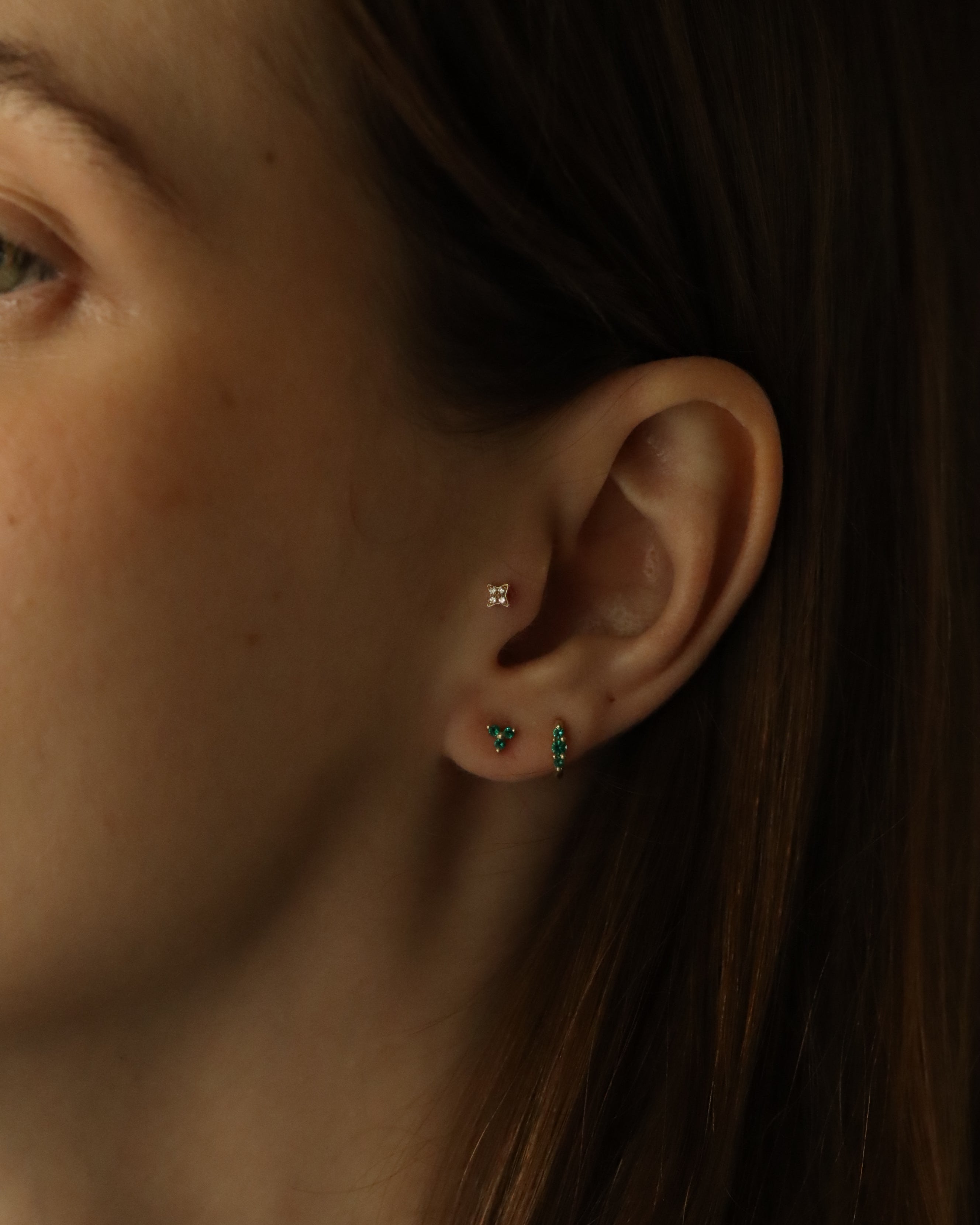 Audrey Mini Hoop With Emerald