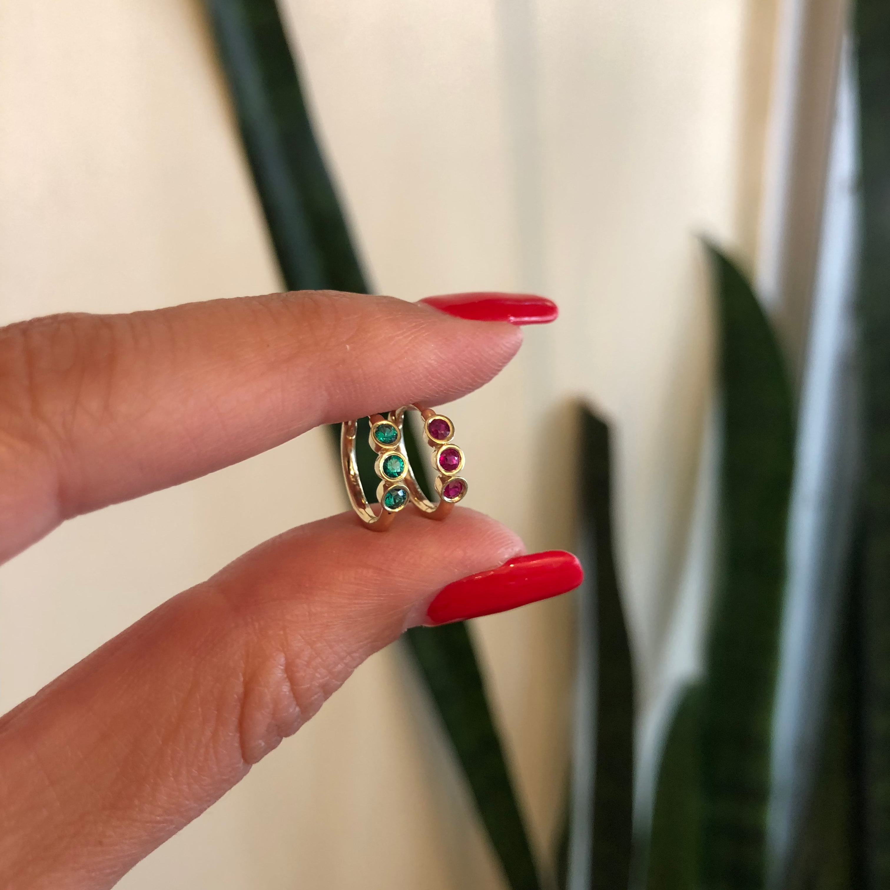 Alin Hoop Gold Earring with Ruby