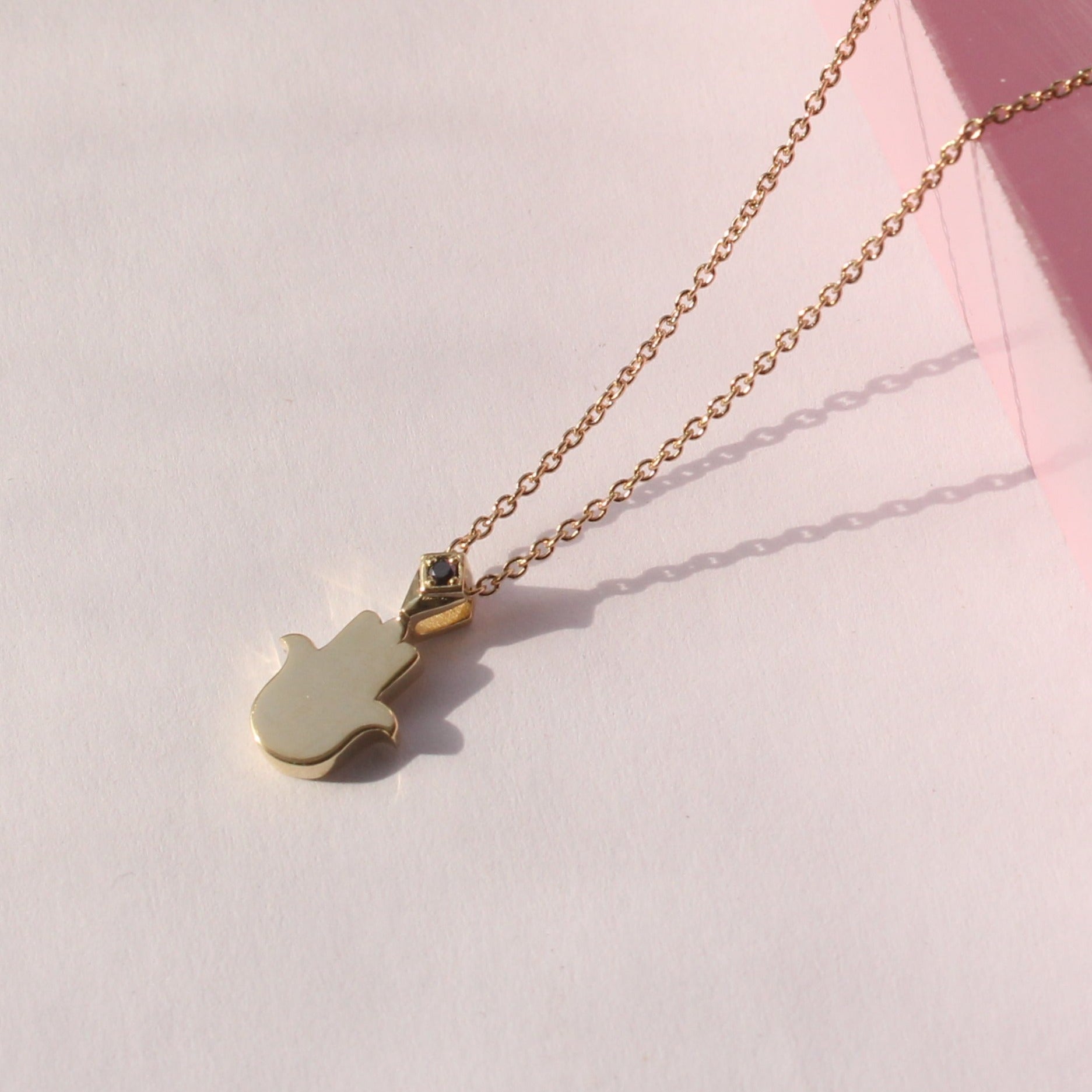 Hamsa Gold Necklace Diamond