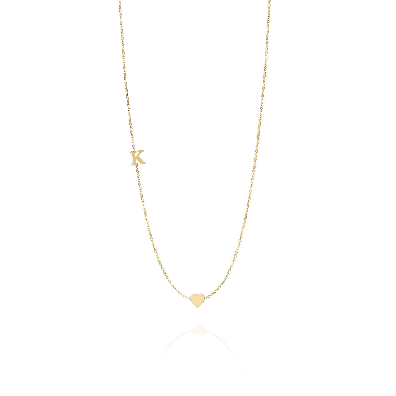 Small English letter Necklace With Gold Heart