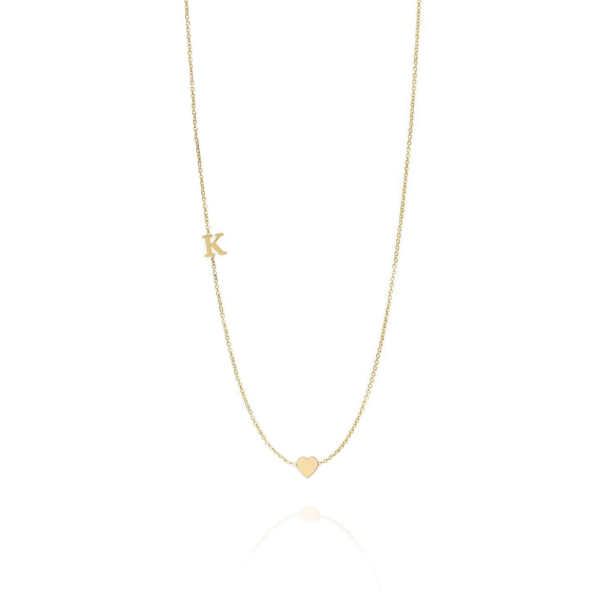 Small English letter Necklace With Gold Heart