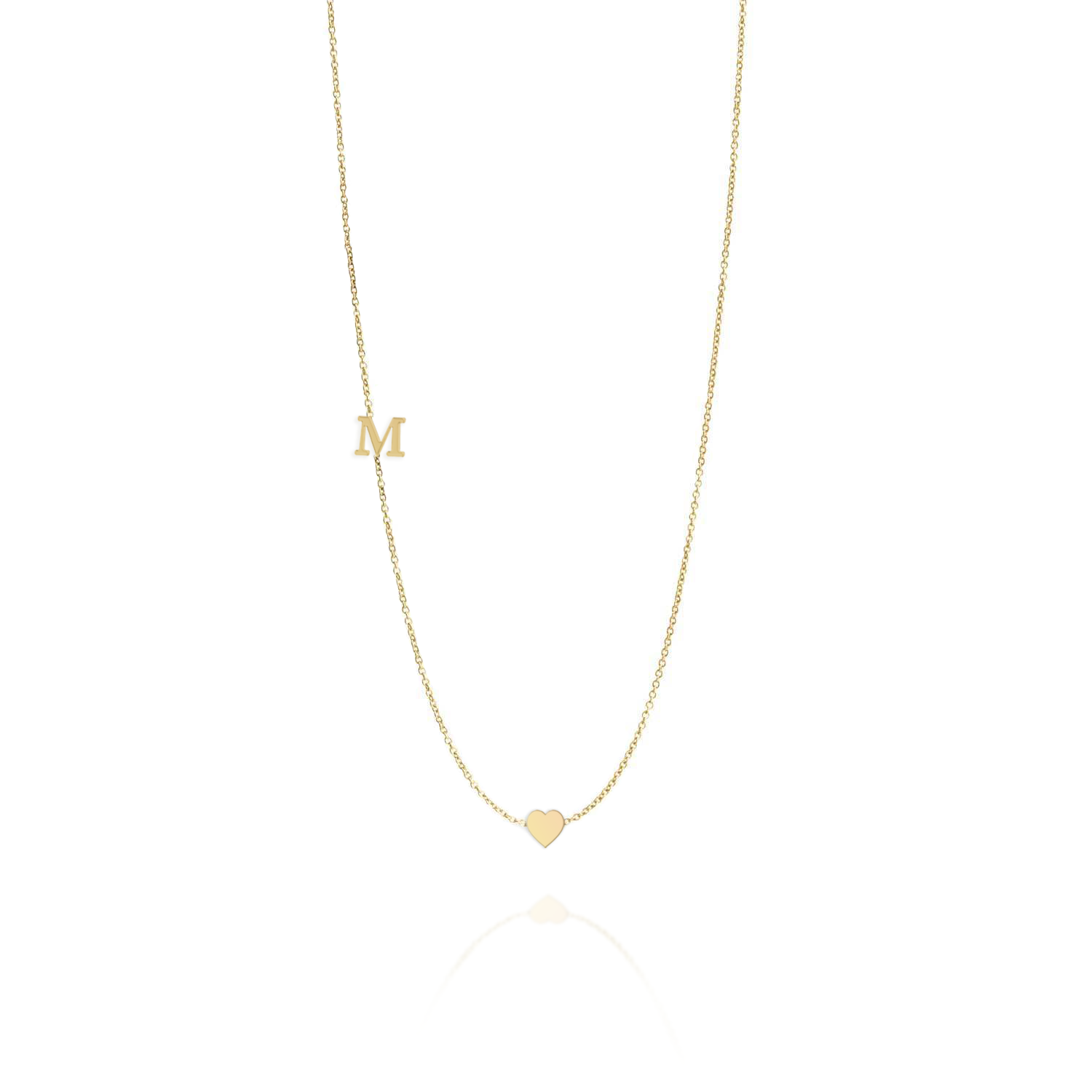 Small English letter Necklace With Gold Heart