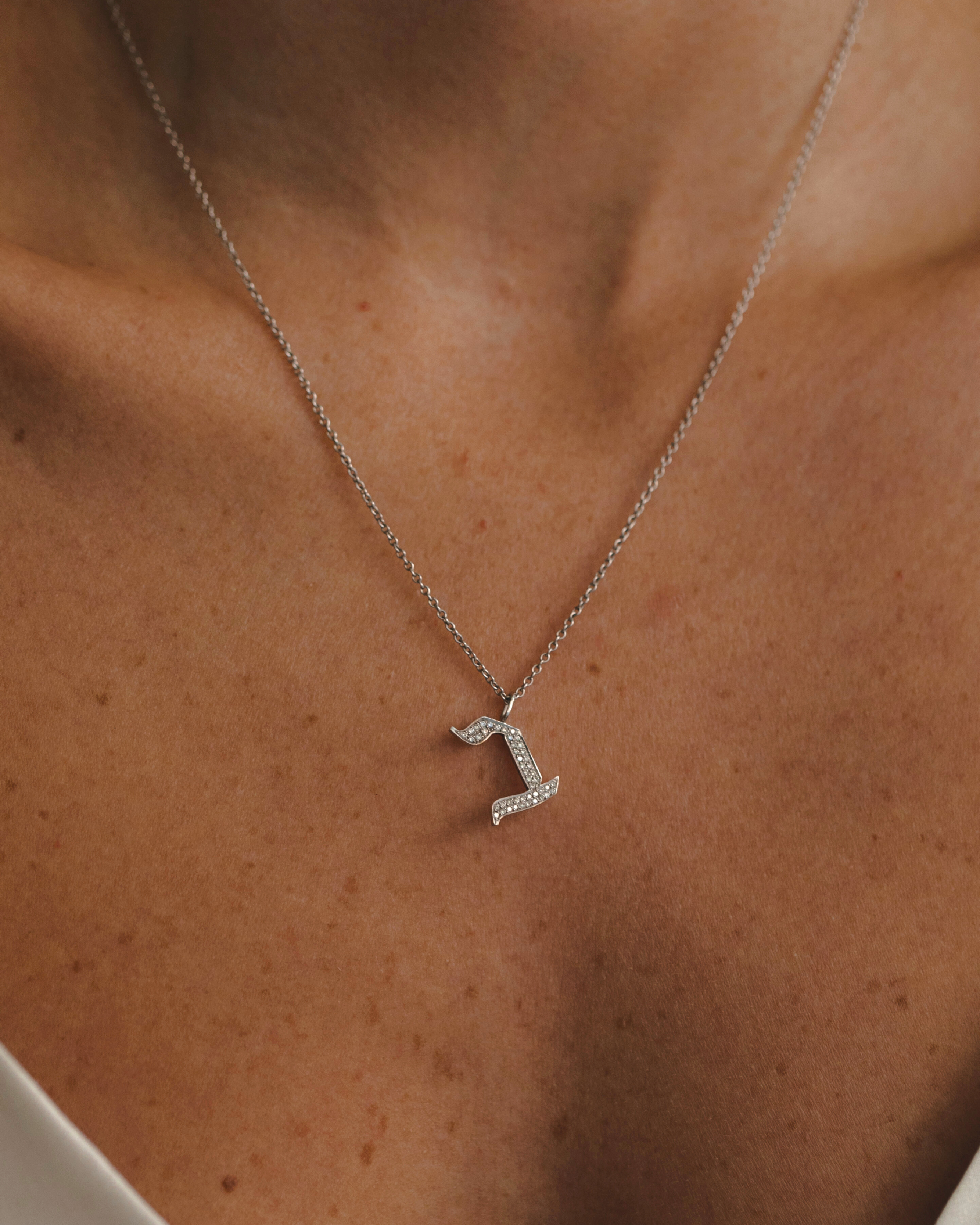 Letter Necklace - Large Aleph-Bet Encrusted Pendant