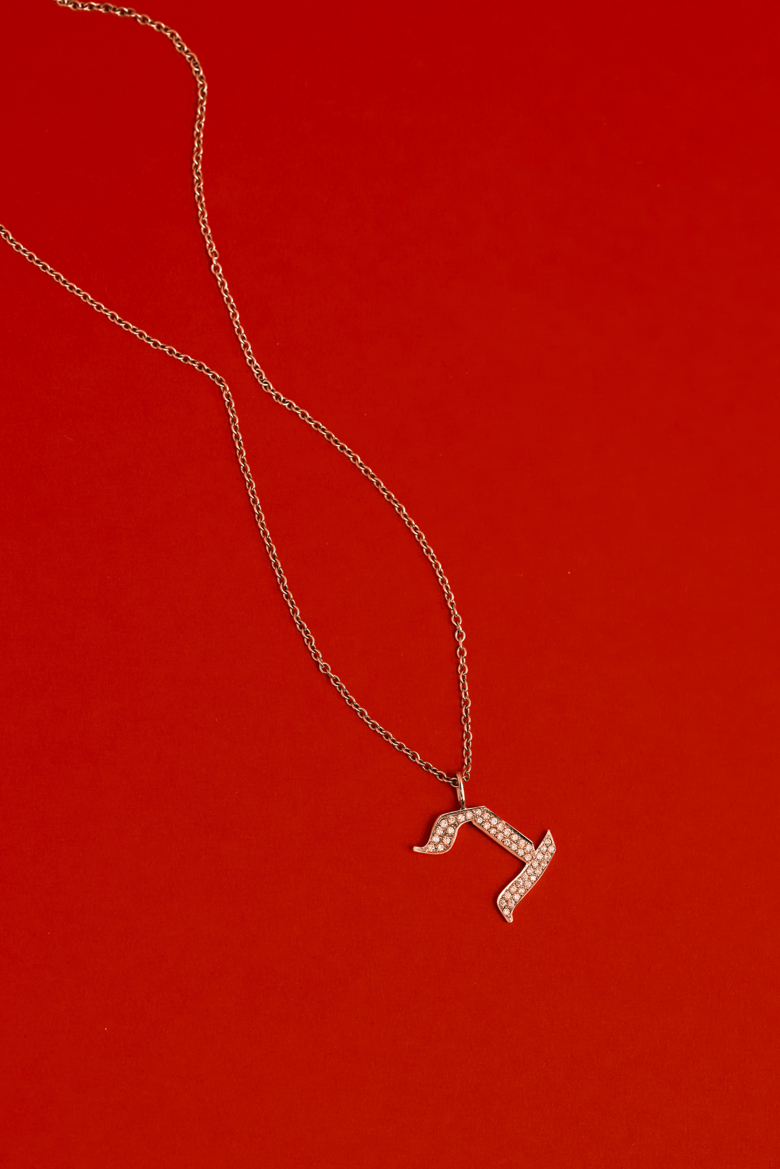 Letter Necklace - Large Aleph-Bet Encrusted Pendant