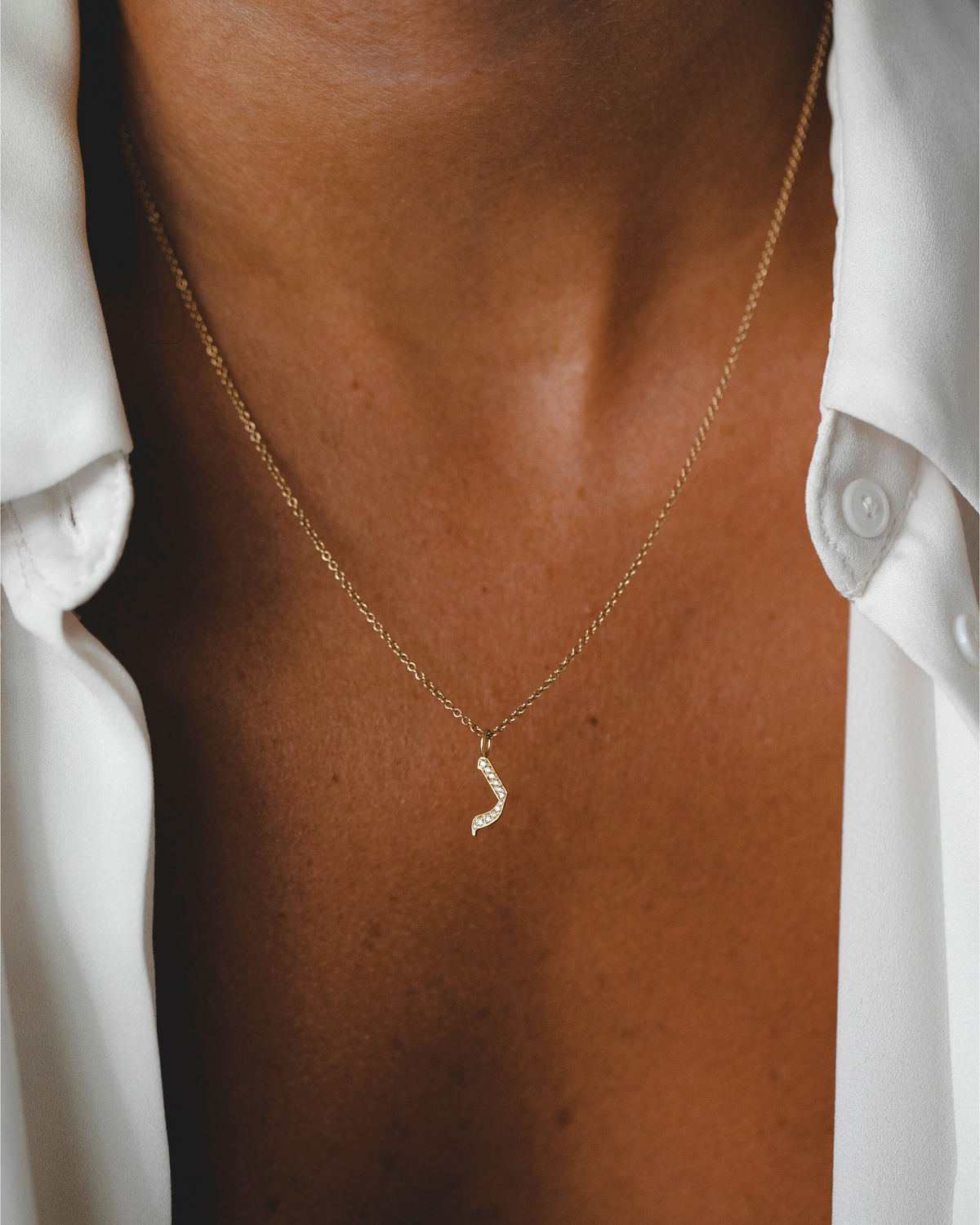 Letter Necklace - Small Aleph-Bet Encrusted Pendant