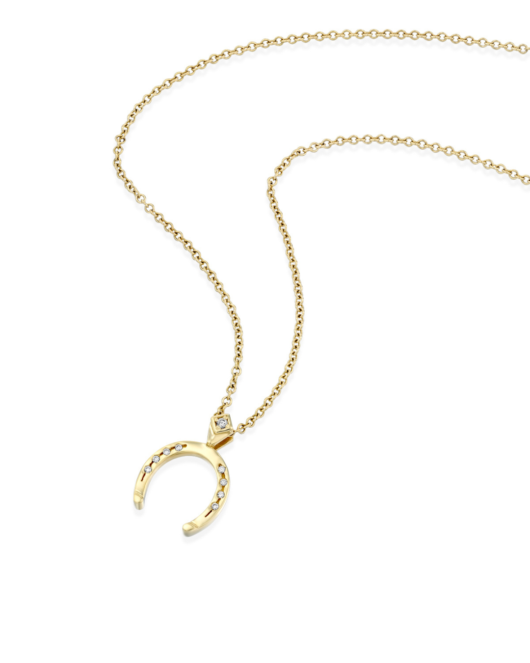 Horseshoe Gold Necklace White Diamond