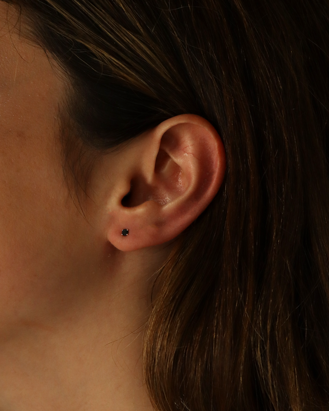 Martina Gold Earring 3mm Black Diamond