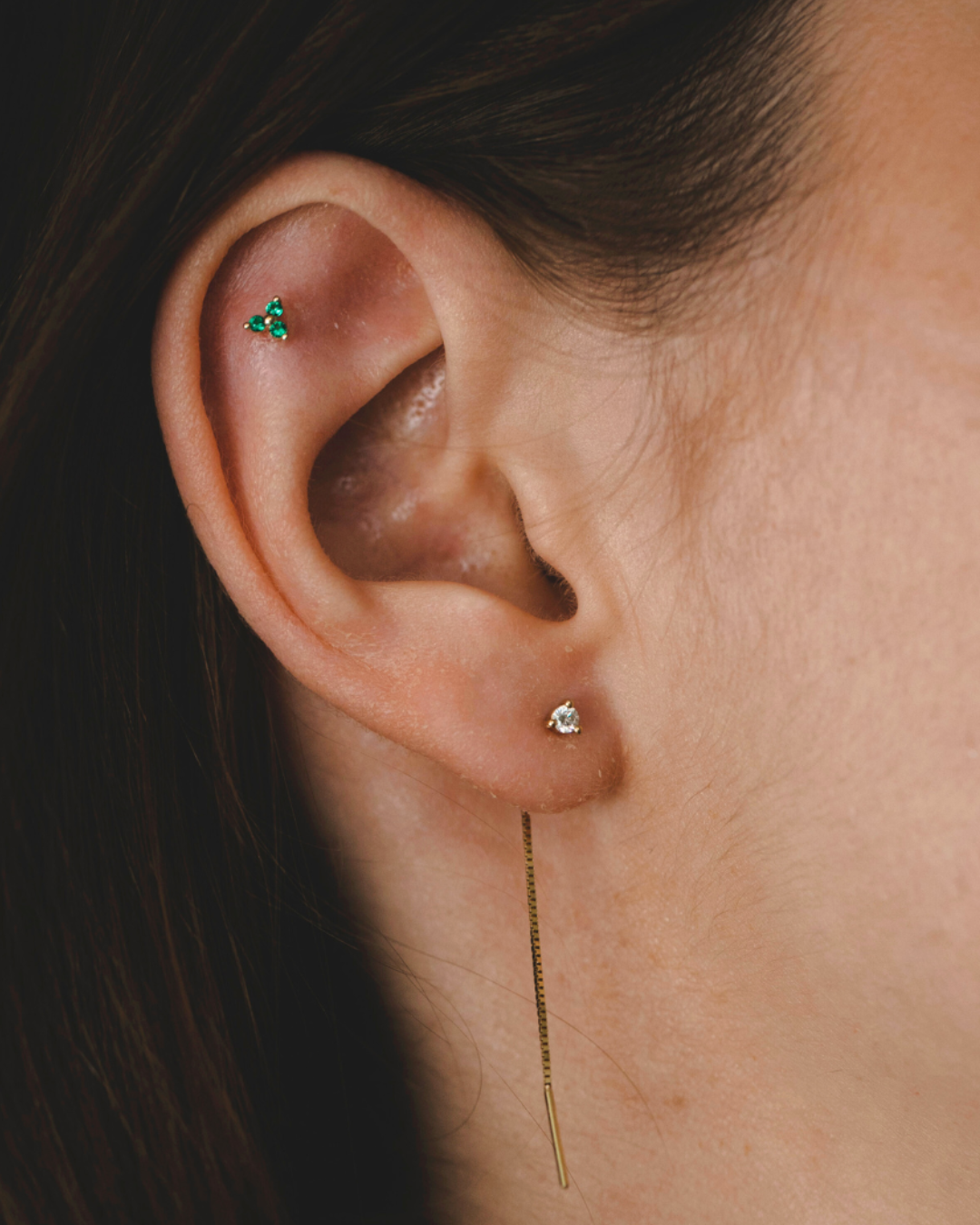 Grace Piercing Earring With Emerald