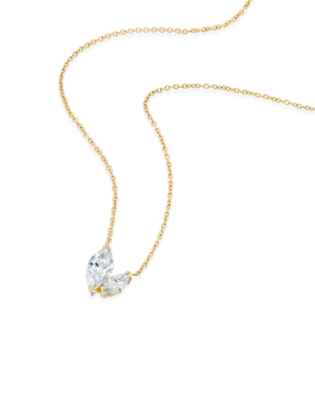 Marquise Gold Necklace with White Lab Diamonds