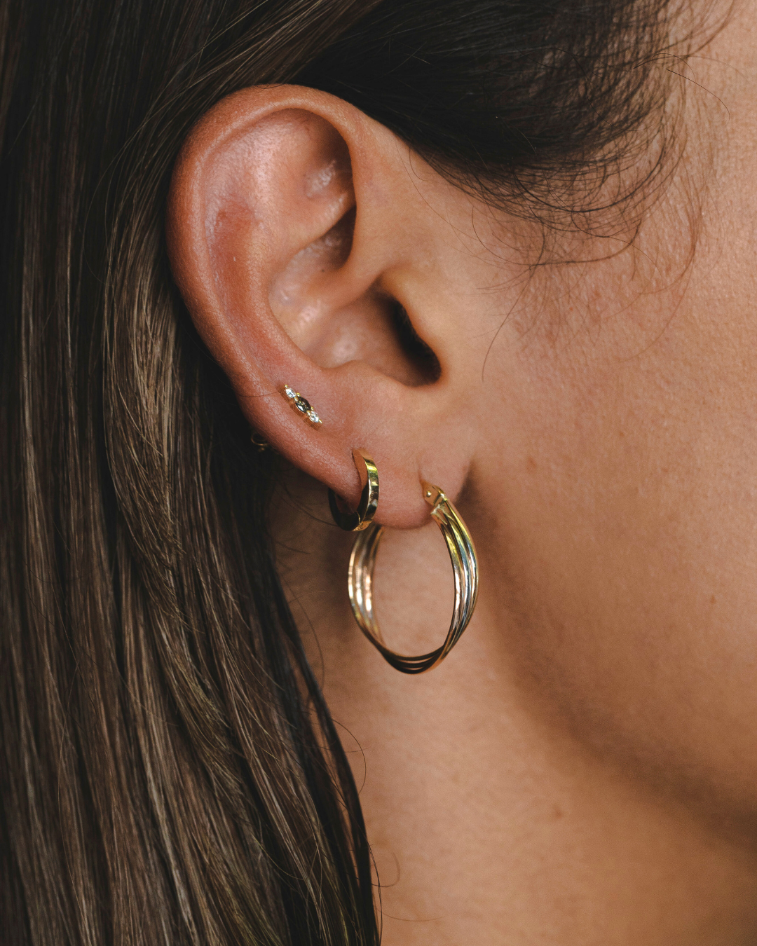 Moon gold hoop earring