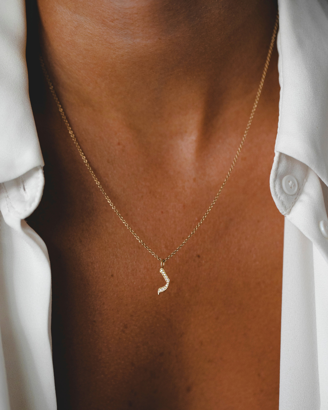 Letter Necklace - Large Aleph-Bet Encrusted Pendant