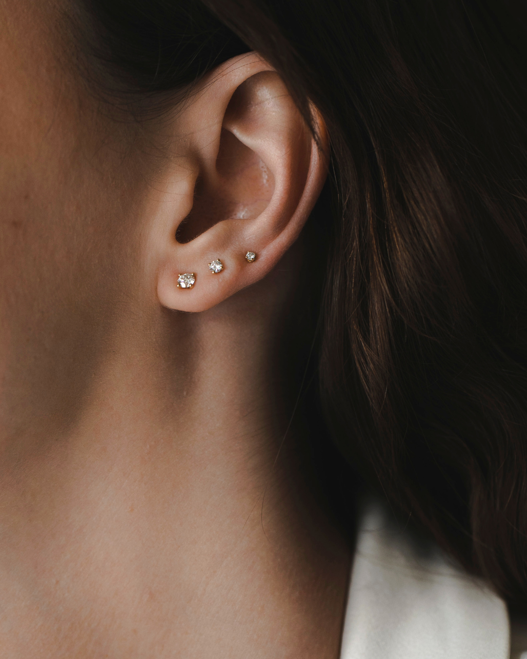 Martina Gold Earring 3mm White Diamond