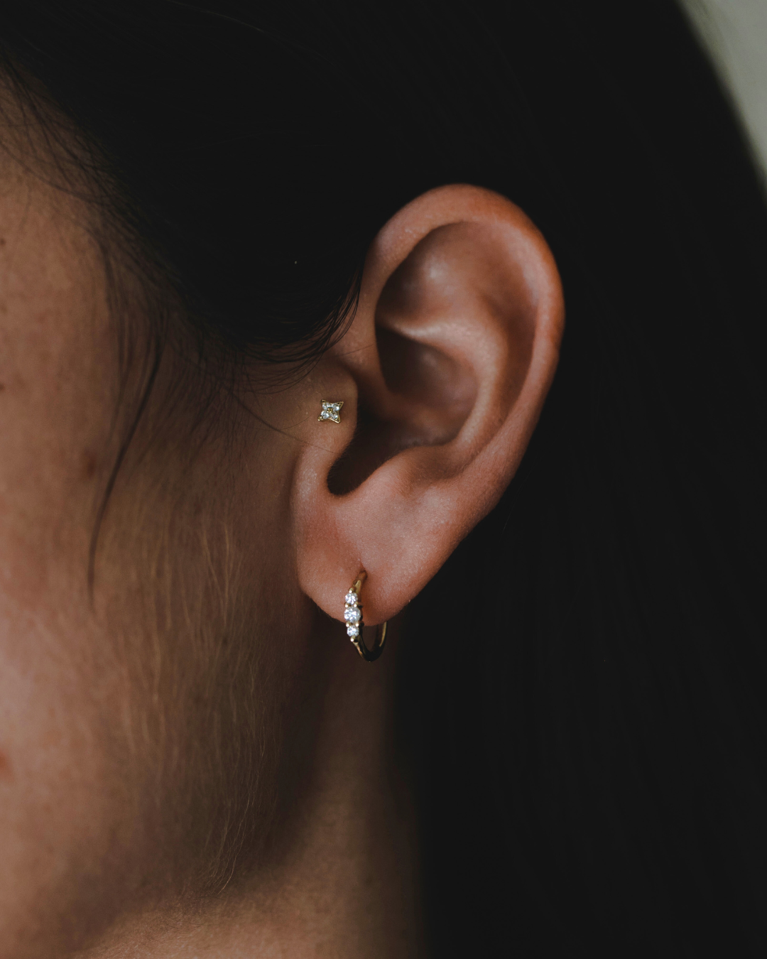 Audrey Hoop Earring with White Diamonds