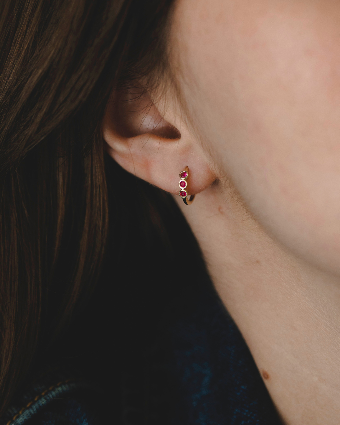 Alin Hoop Gold Earring with Ruby